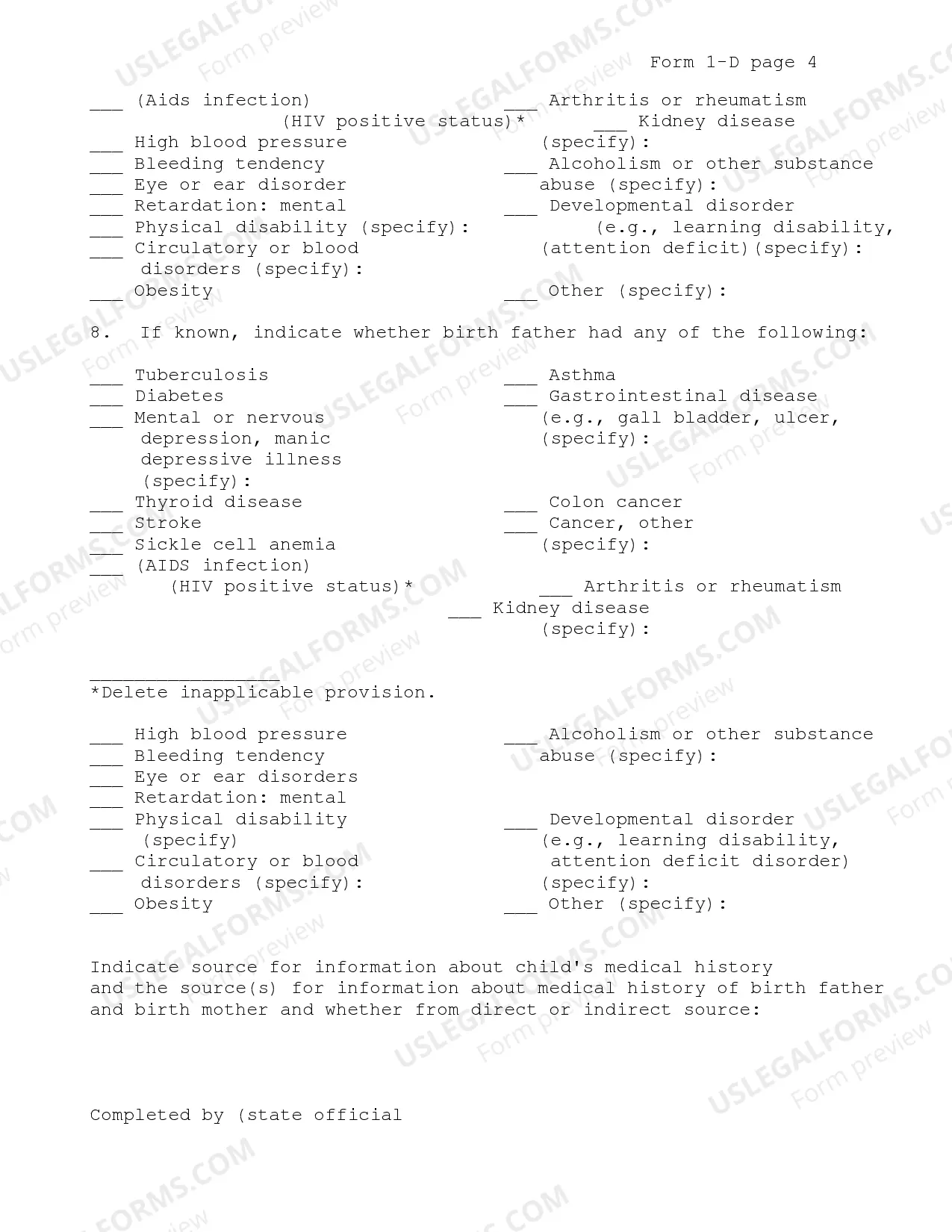 Preview Child's Medical History