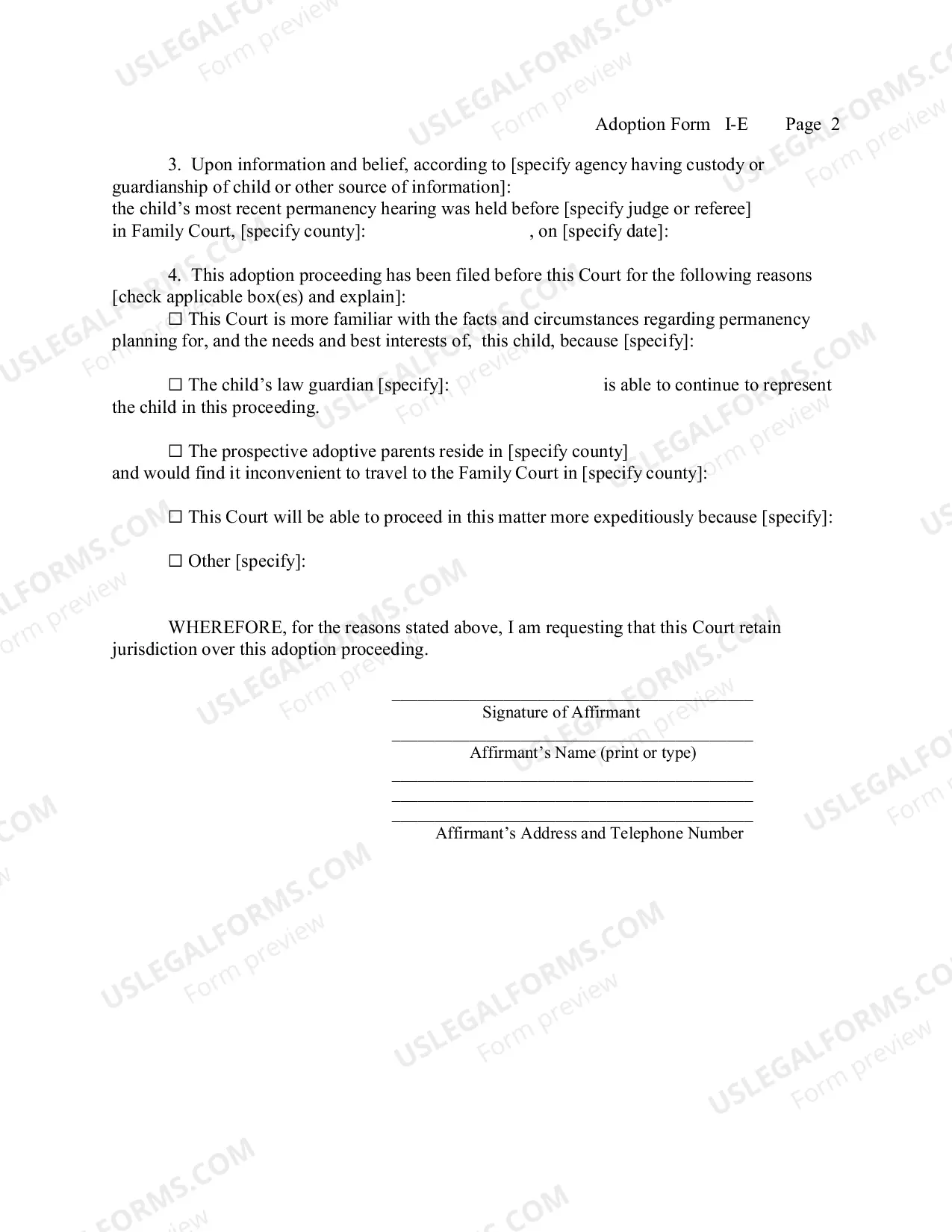 Preview Affirmation Regarding Venue