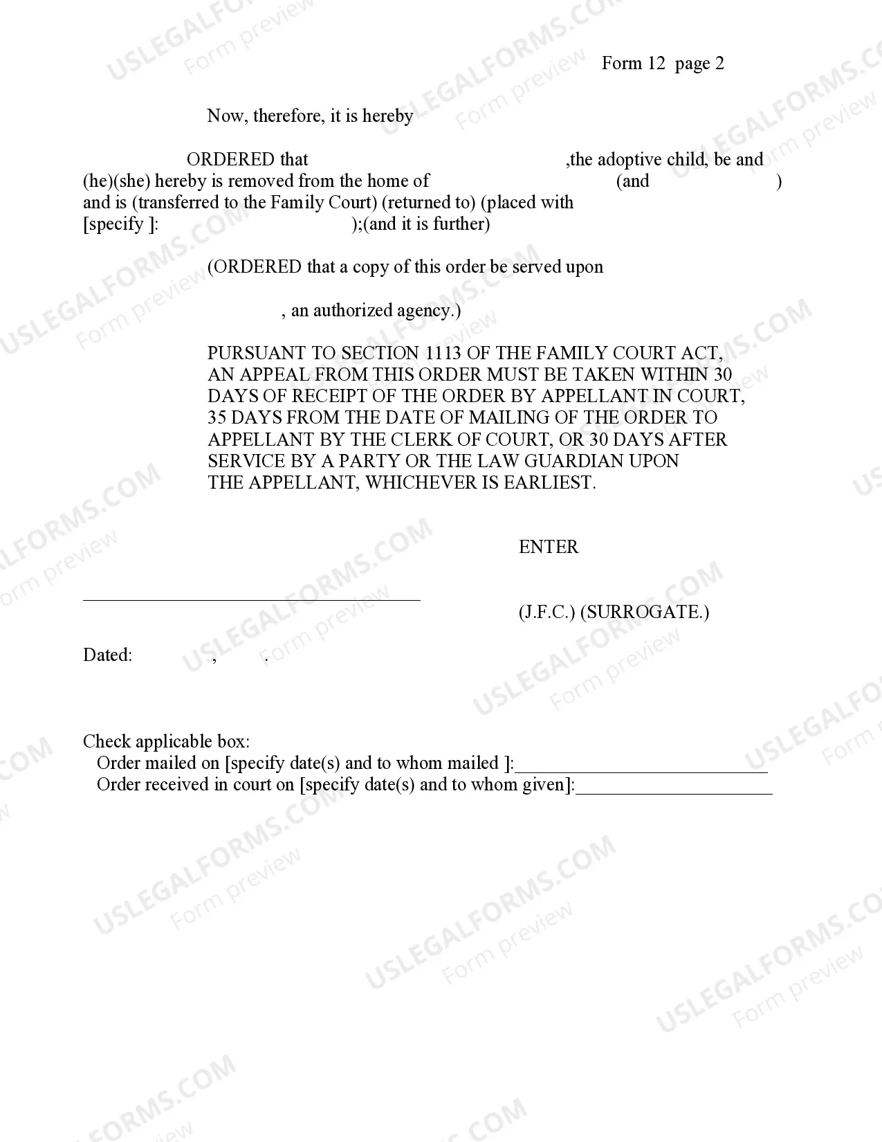 Preview Order Removing Child From Adoptive Home