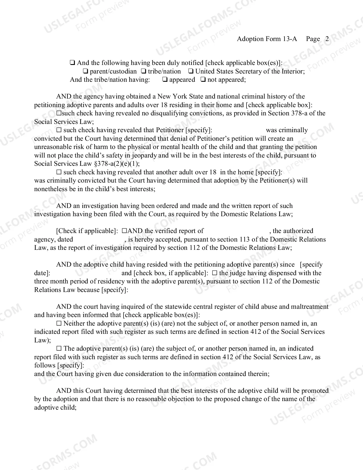 Preview Order of Adoption (Agency)