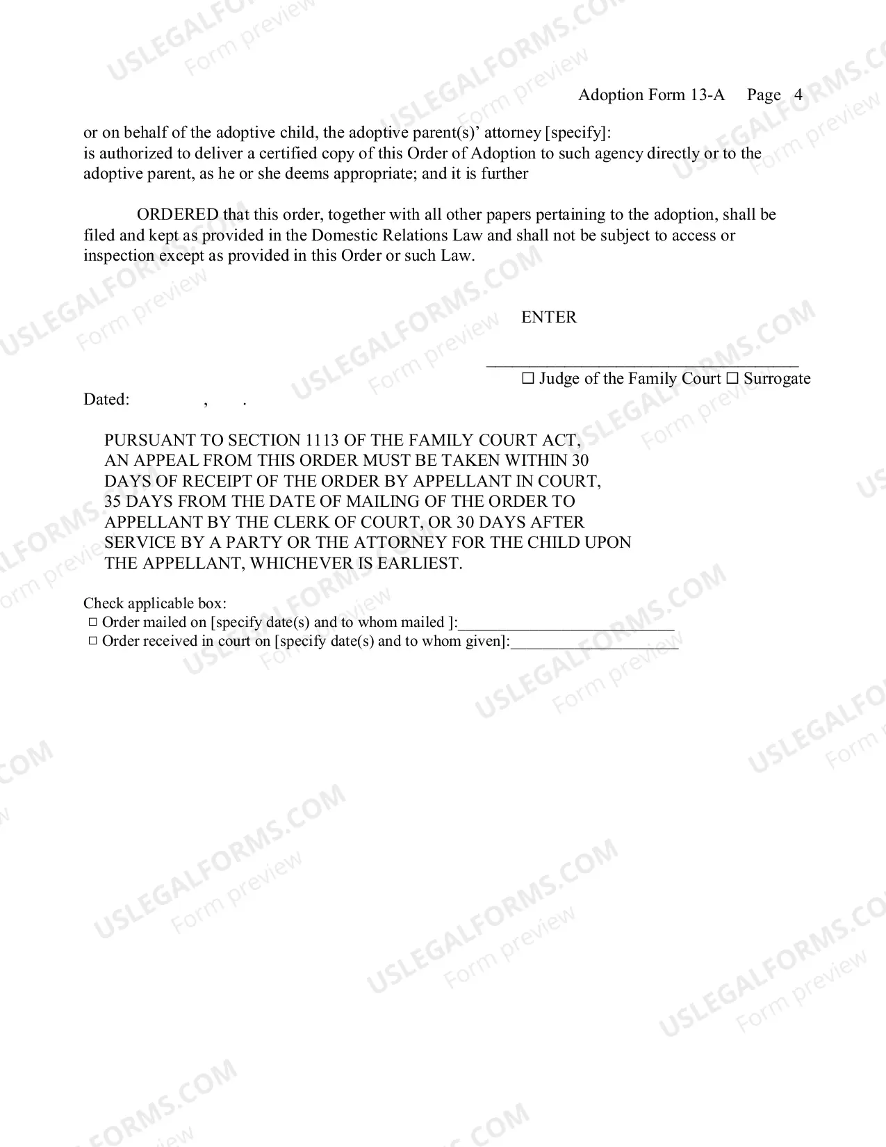 Preview Order of Adoption (Agency)