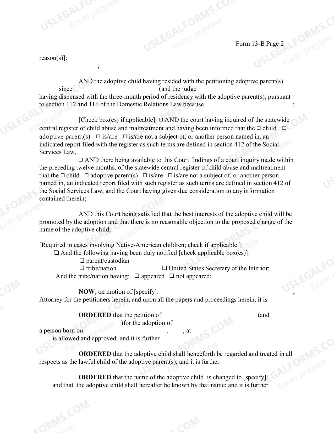 Preview Order of Adoption (Private Placement)