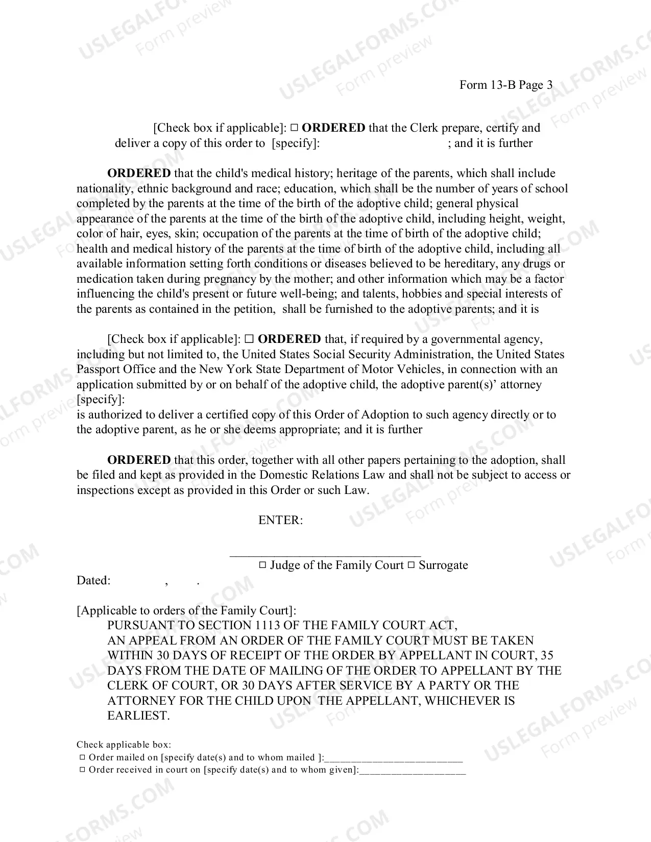 Preview Order of Adoption (Private Placement)