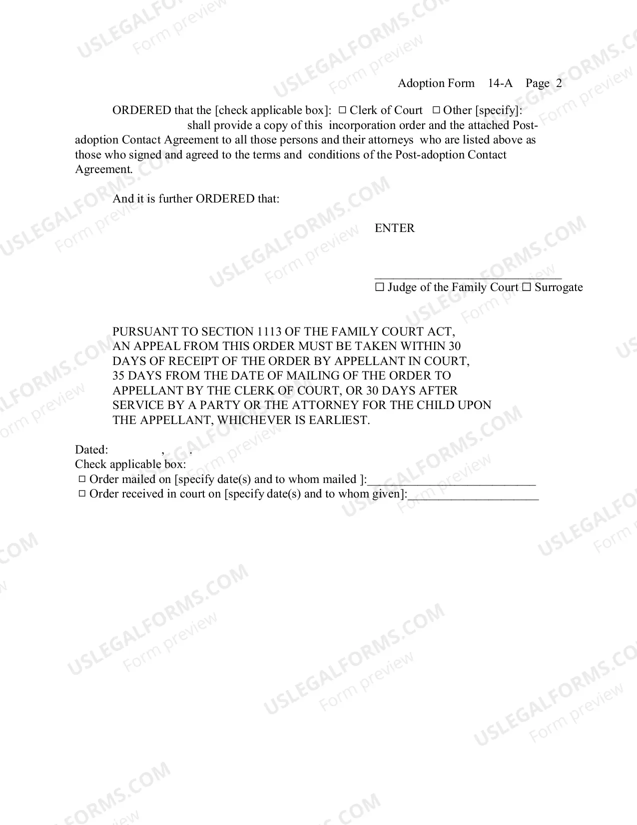 Preview Order of Incorporation of Post-Adoption Contact Agreement