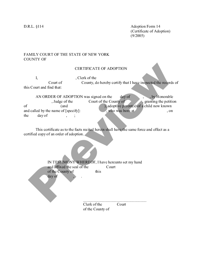 form Certificate of Adoption preview