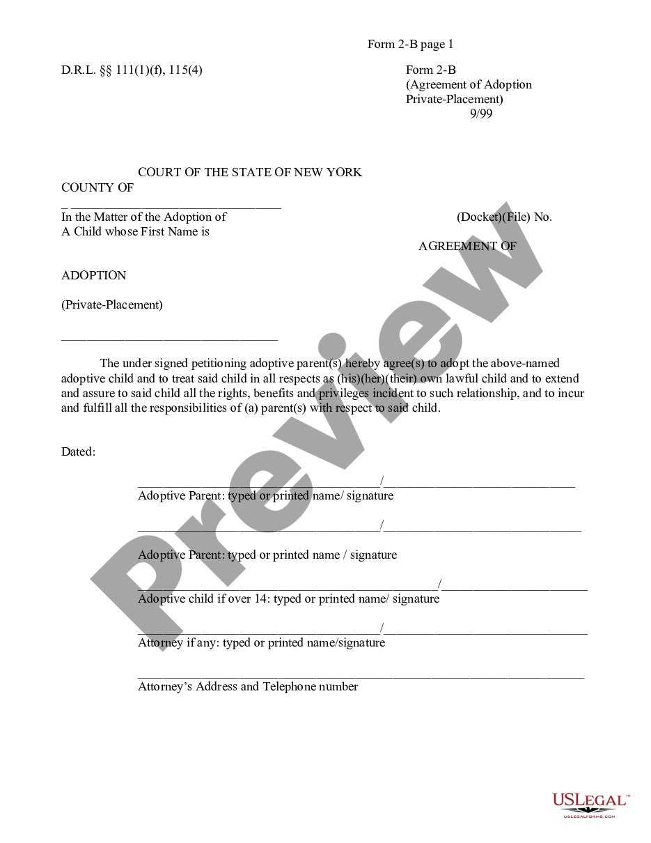 form Agreement of Adoption - Private-Placement preview