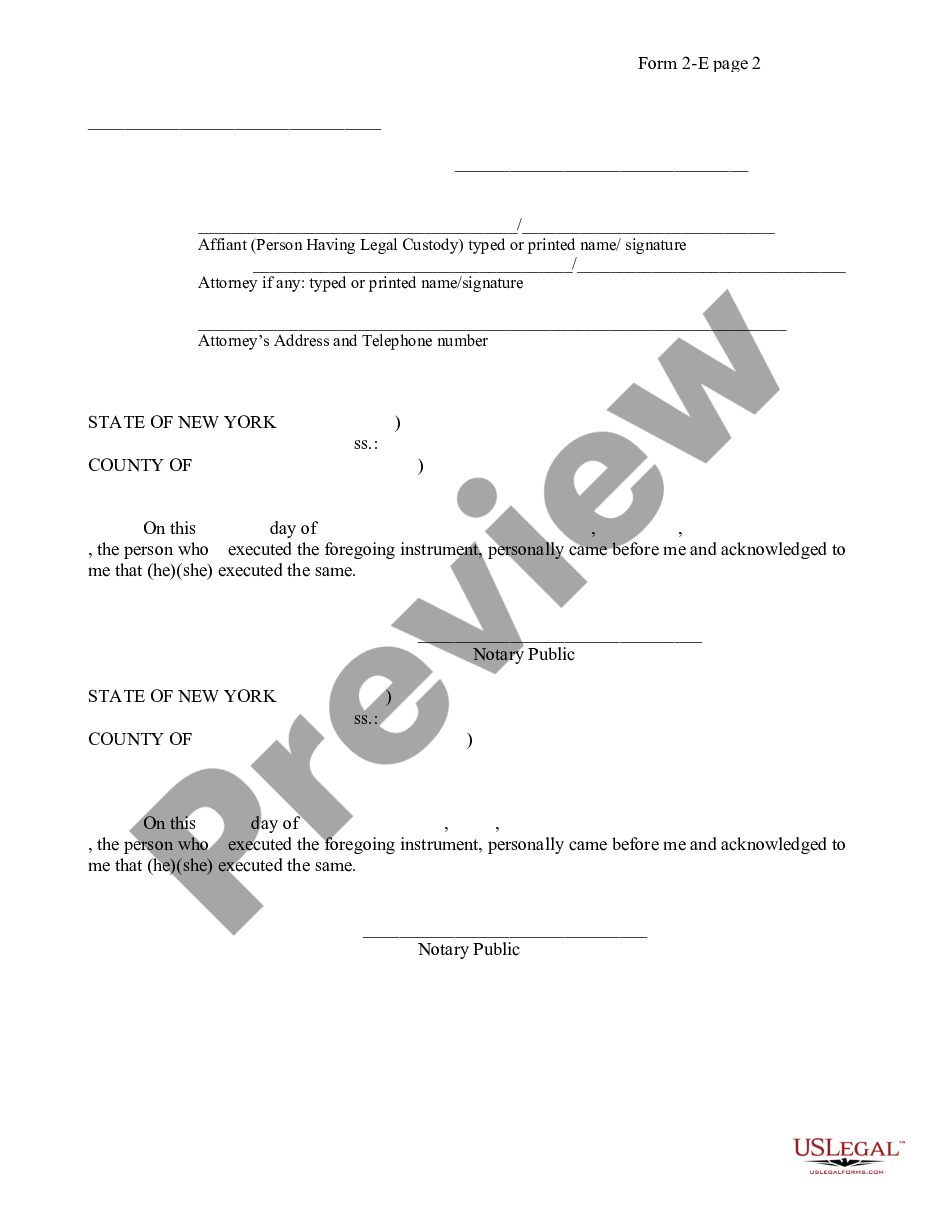 form Affidavit and Consent of Person Having Lawful Custody - Other than Birth of Legal Parent - Private Placement preview