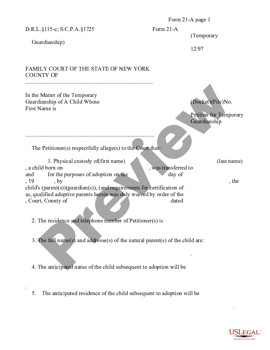 page 0 Petition for Temporary Guardianship preview