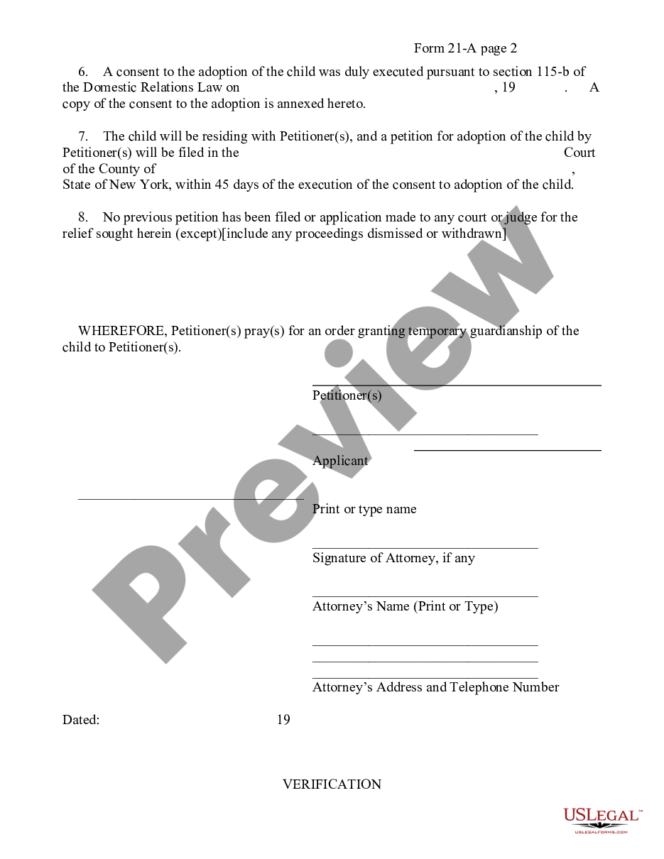 page 1 Petition for Temporary Guardianship preview