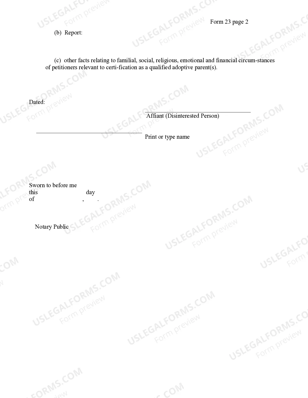 Preview Affidavit And Report Disinterested Person Certification Proceeding Private Placement