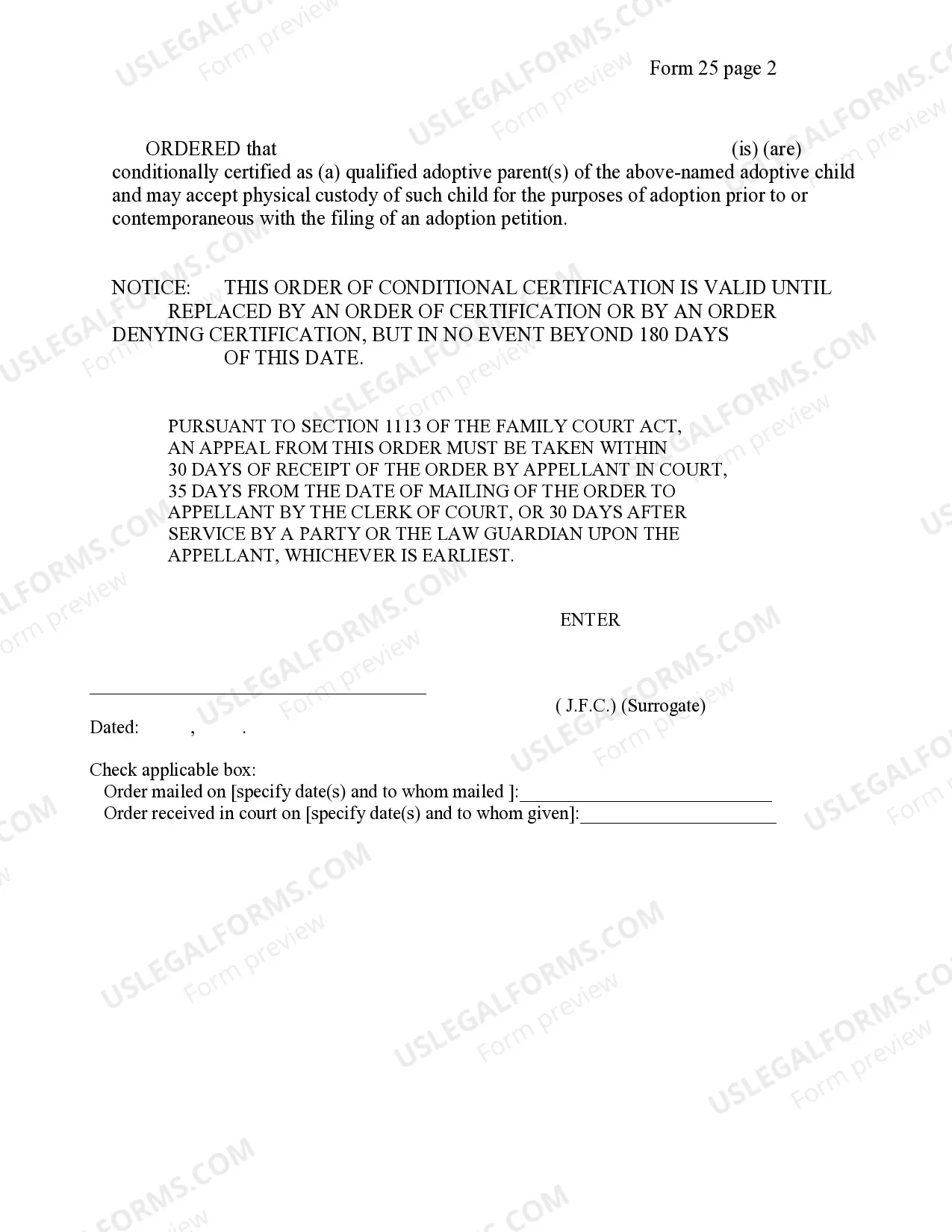 Preview Order (Conditional Certification as a Qualified Adoptive Parent)