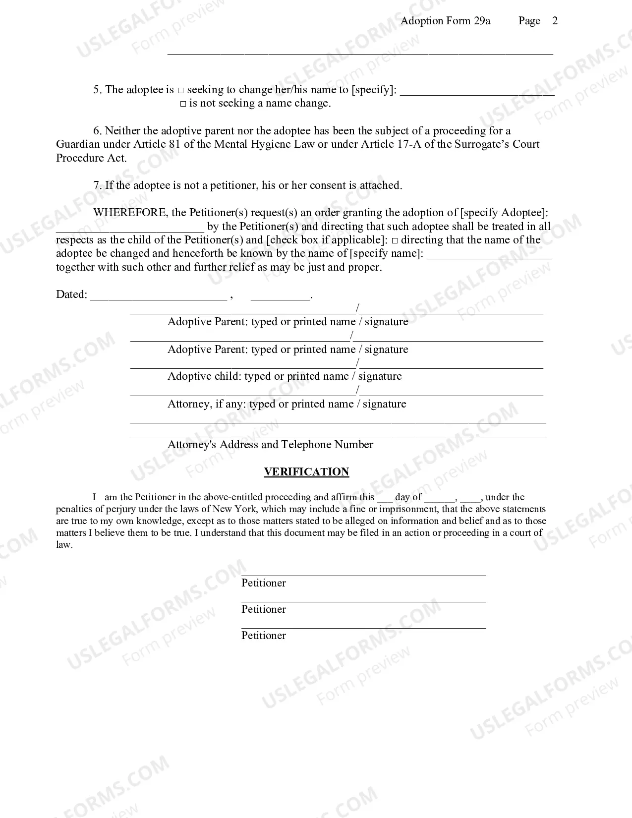 Preview Petiton for Adult Adoption