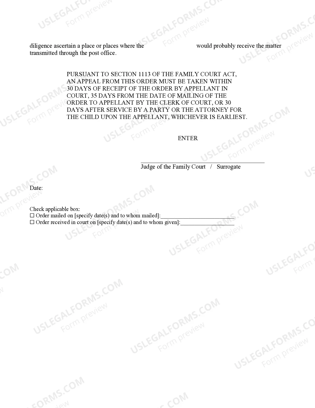 Preview Order of Publication (Agency)