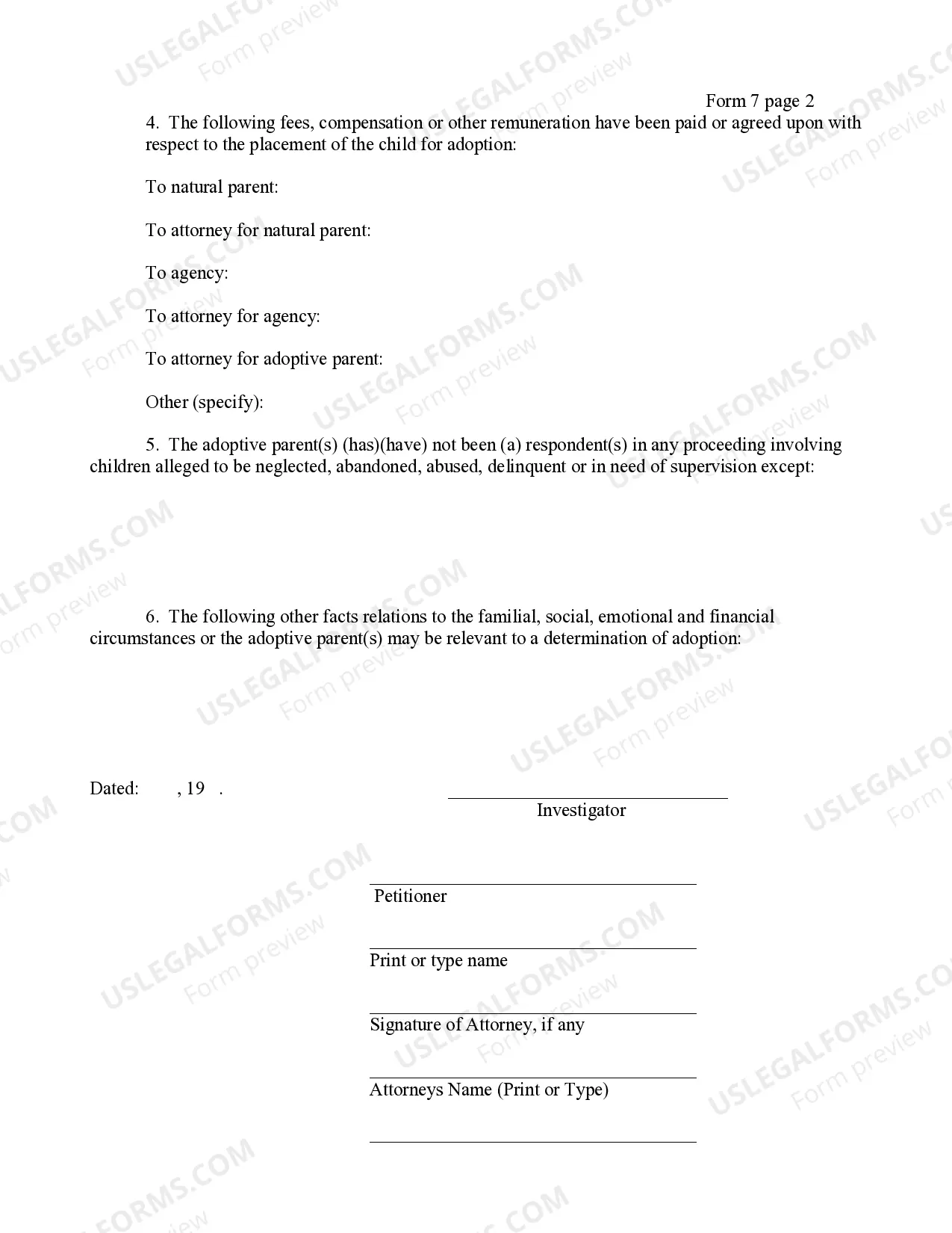 Preview Report of Investigation (Private Placement)