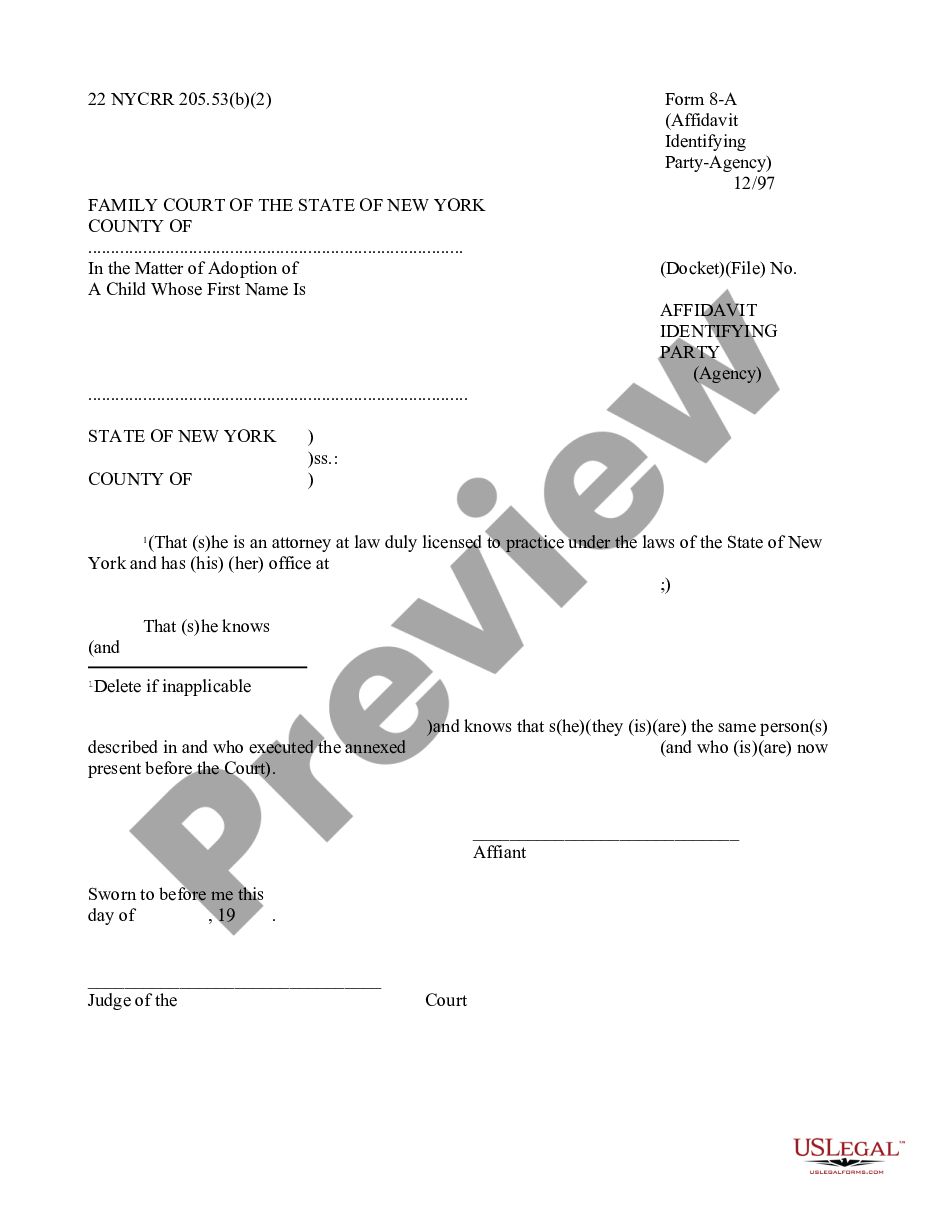 form Affidavit Identifying Party - Agency preview