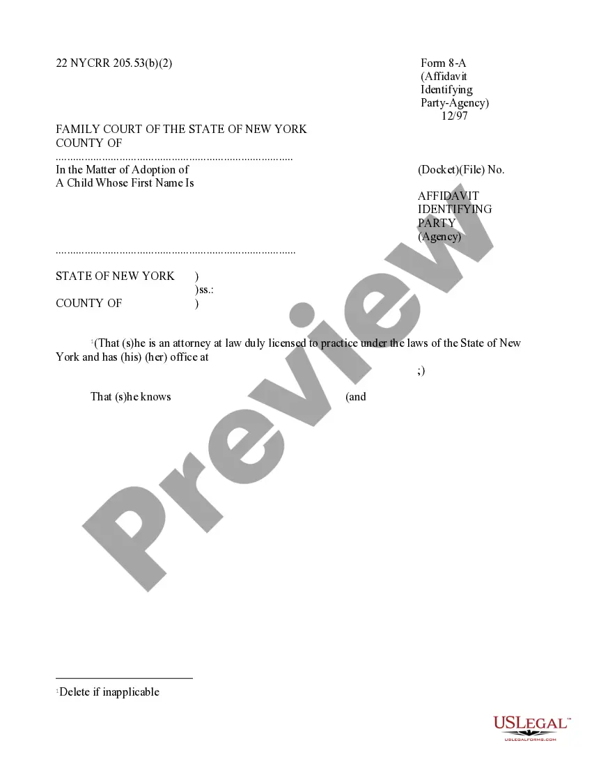 Preview Affidavit Identifying Party - Agency