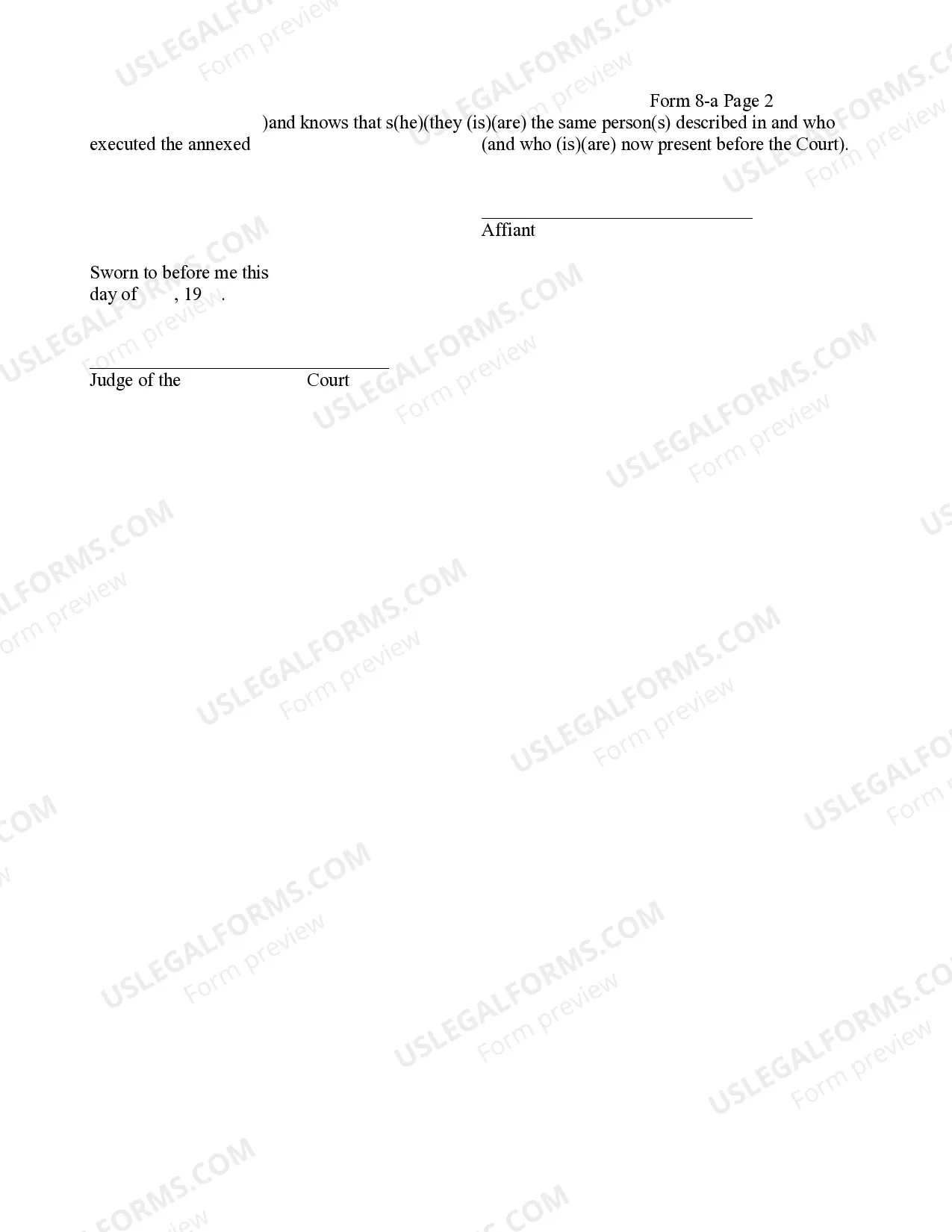 Preview Affidavit Identifying Party - Agency