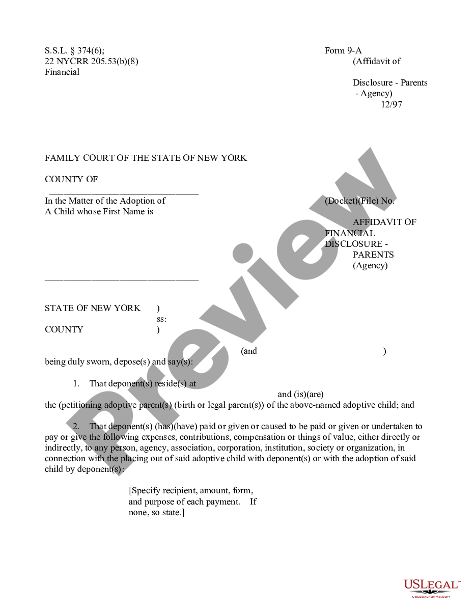 page 0 Affidavit of Financial Disclosure - Parents - Agency preview