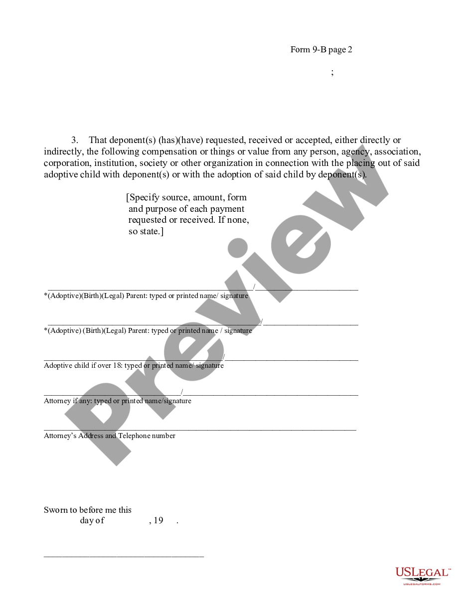 page 1 Affidavit of Financial Disclosure - Parents - Private-Placement preview