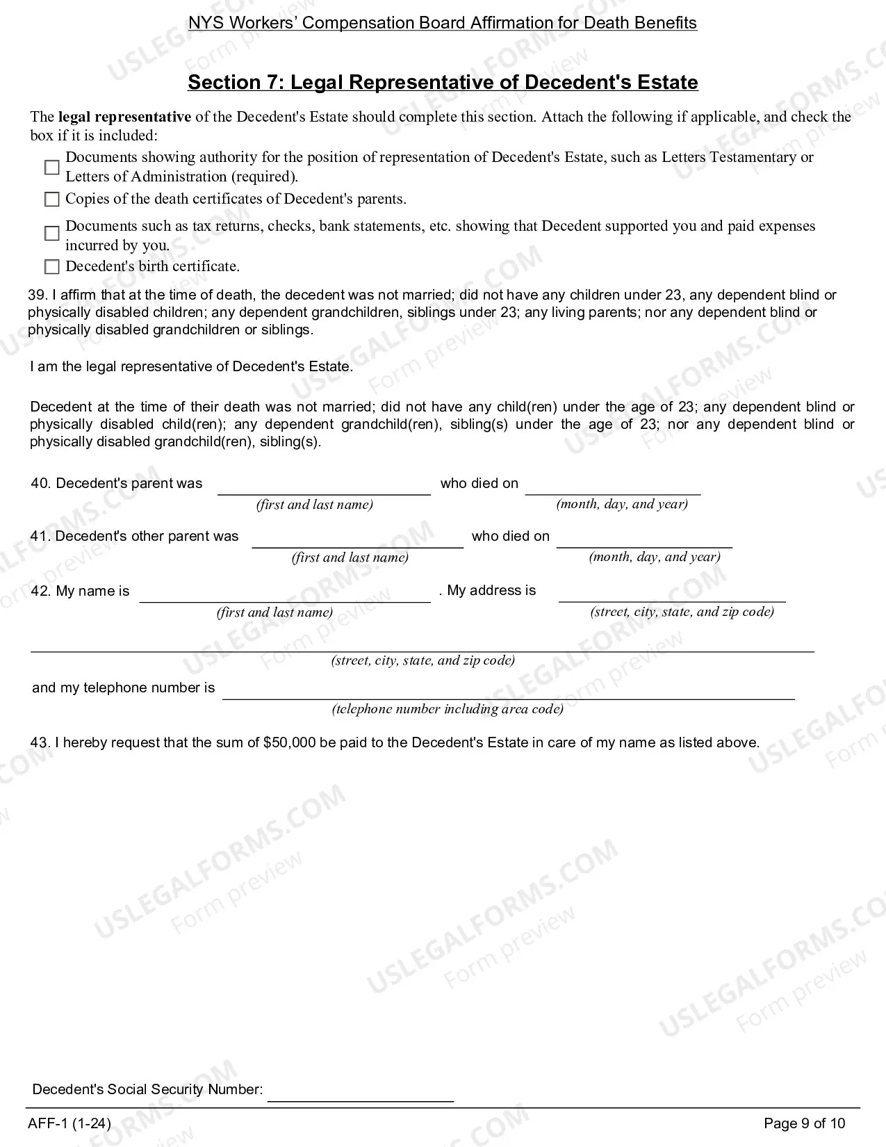 Preview Affidavit For Death Benefits