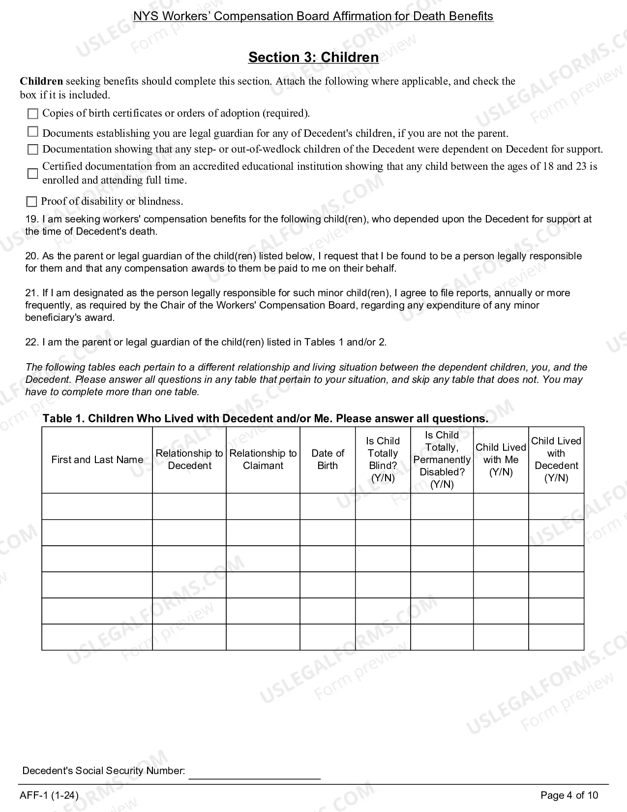 Preview Affidavit For Death Benefits