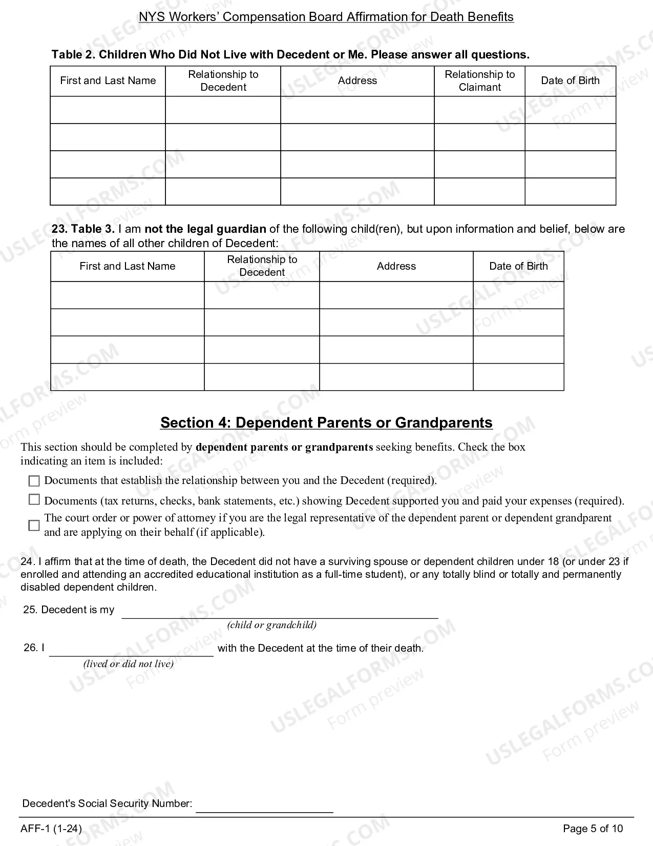 Preview Affidavit For Death Benefits