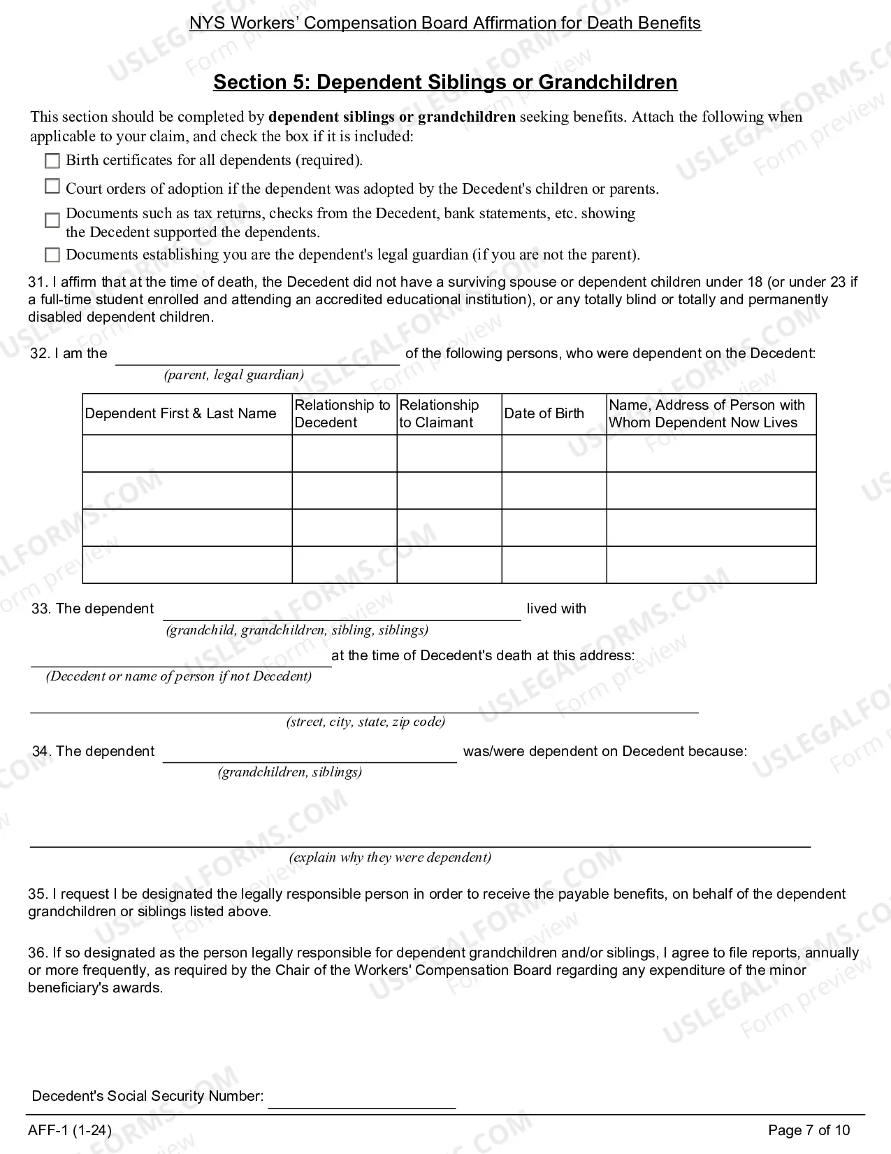 Preview Affidavit For Death Benefits