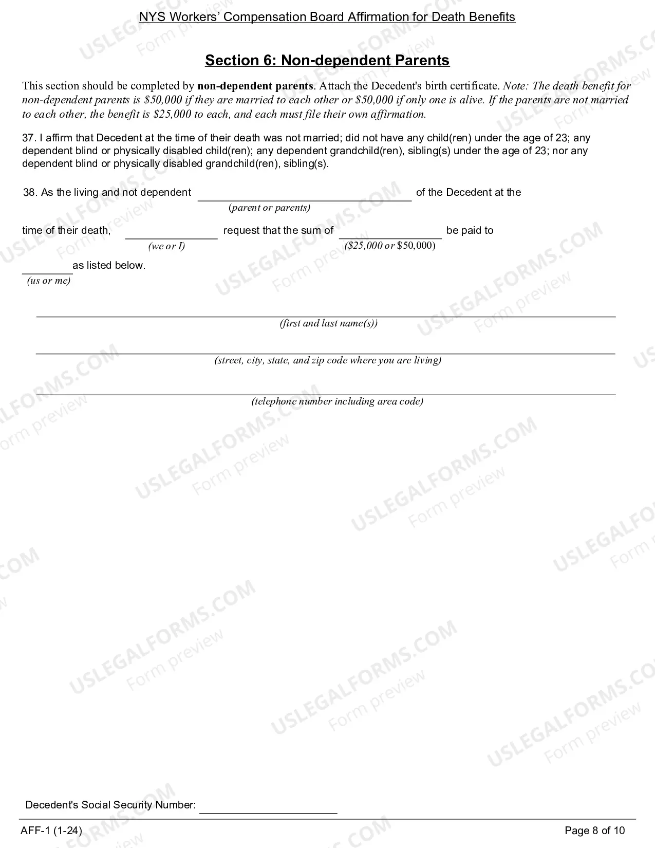 Preview Affidavit For Death Benefits