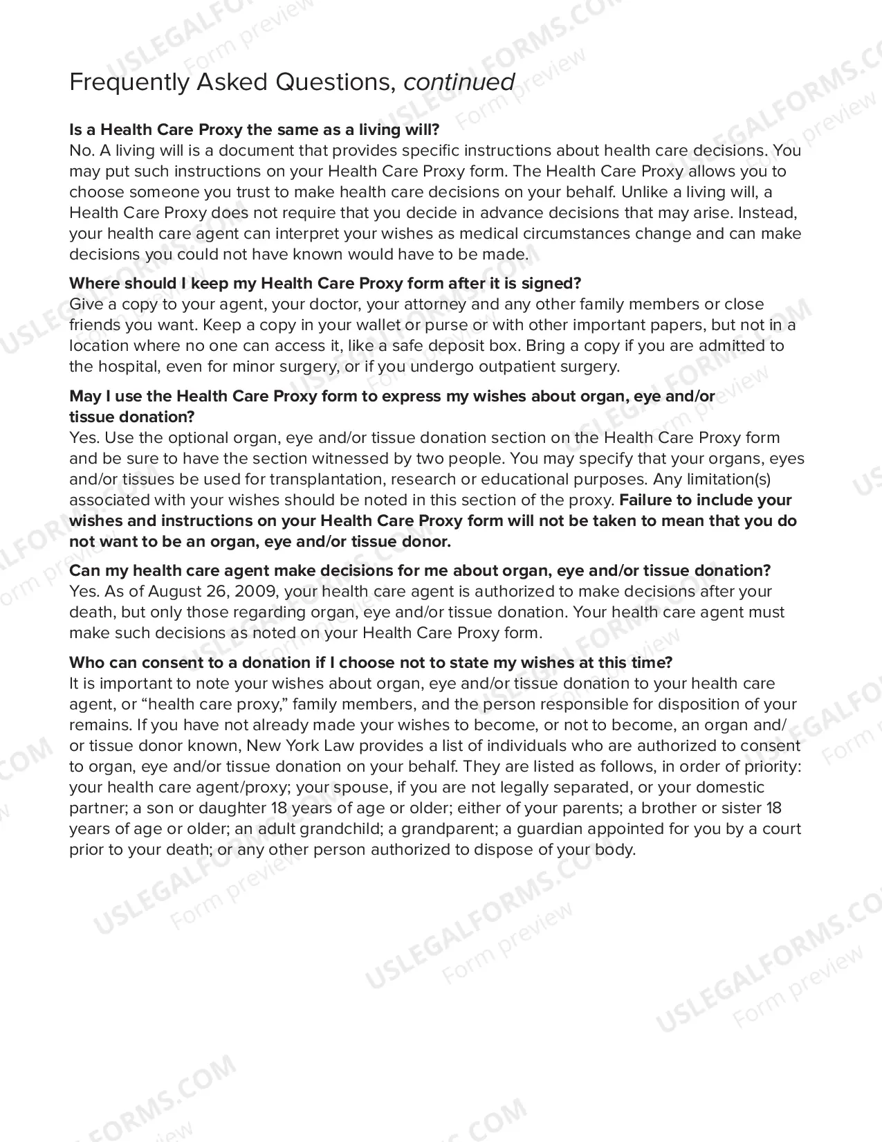 Preview Healthcare Proxy Form