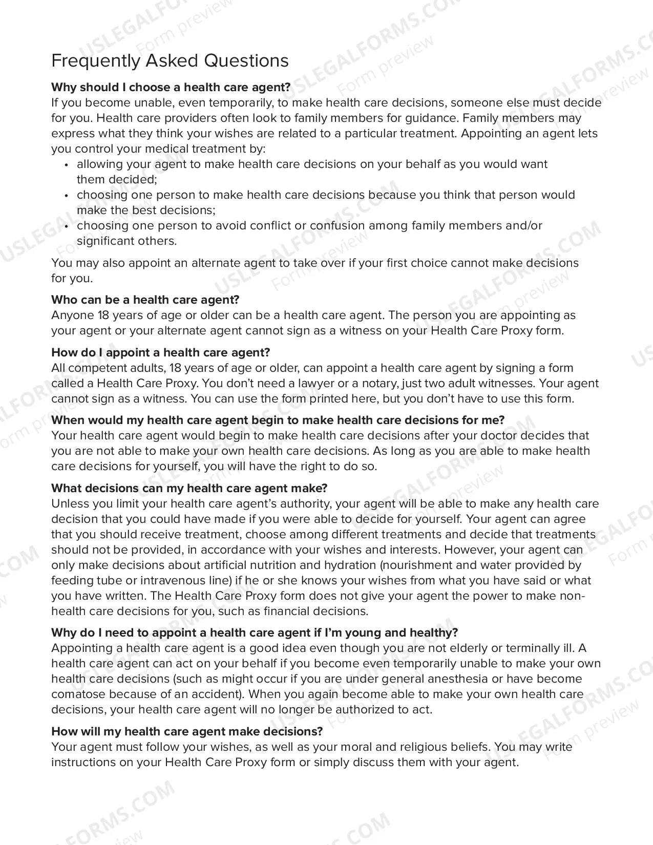Preview Healthcare Proxy Form Instructions