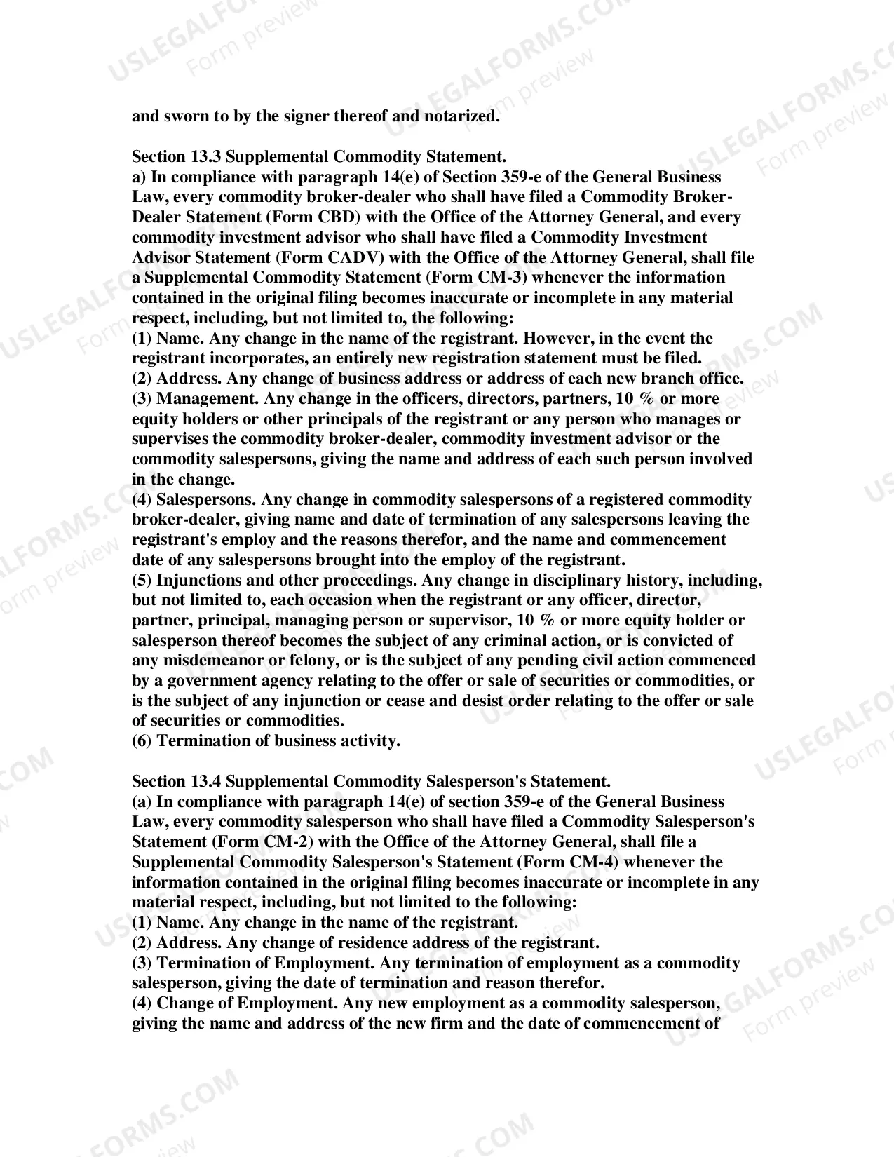 Preview Part 13 Commodity Broker-Dealers, Salespersons and Investment Advisors