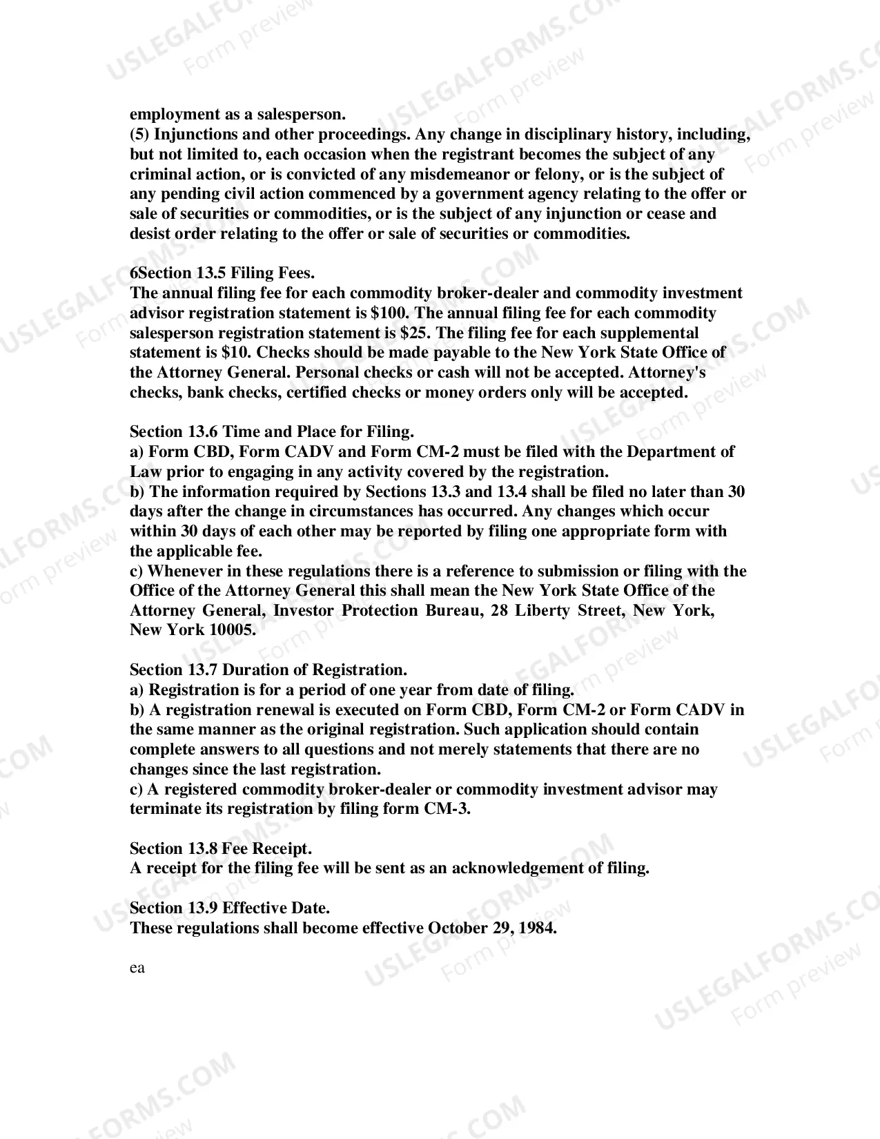 Preview Part 13 Commodity Broker-Dealers, Salespersons and Investment Advisors