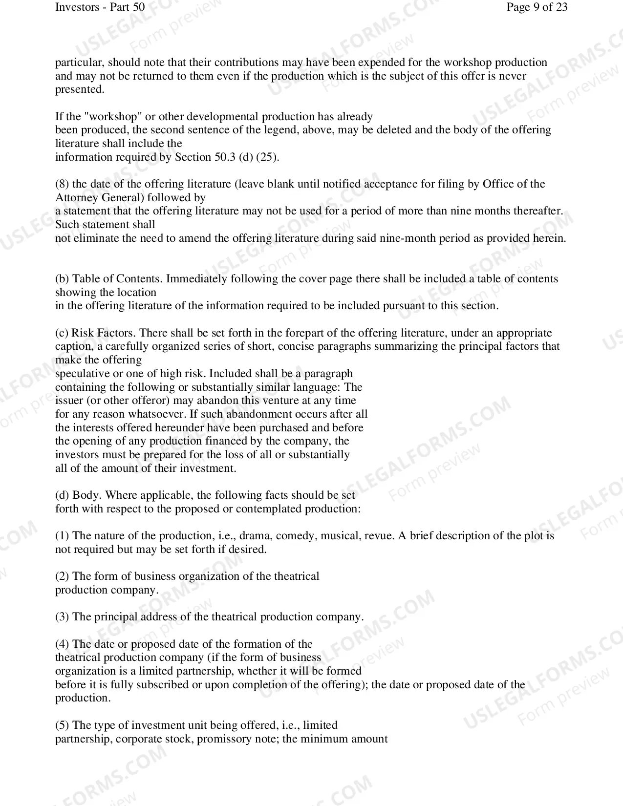 Preview Part 50 Theatrical Financing