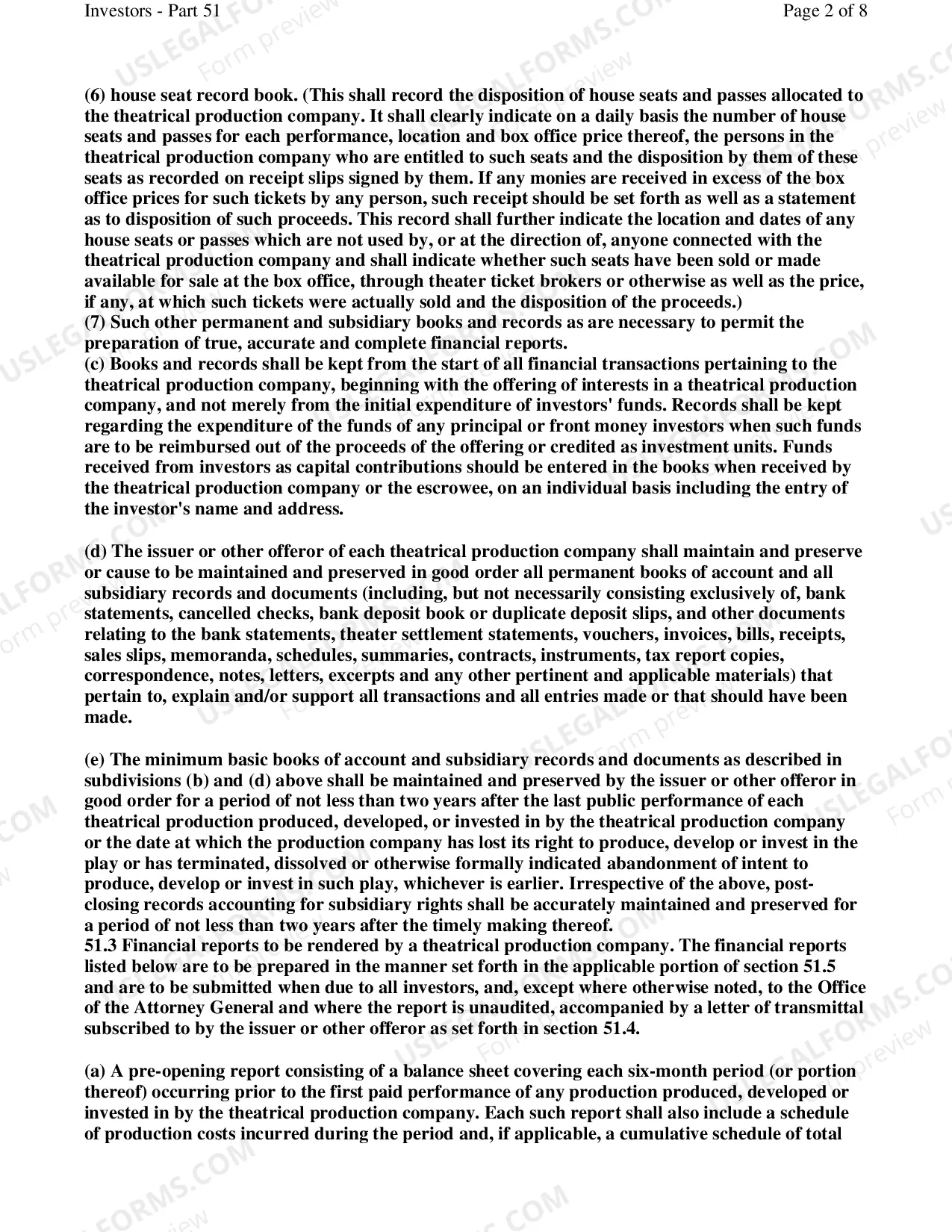 Preview Part 51 Theatrical Accounting