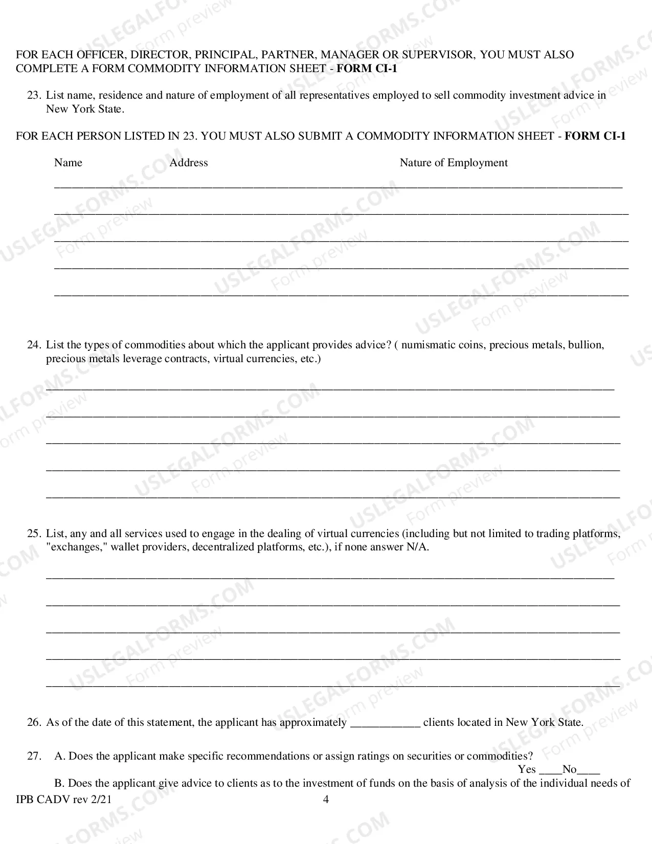 Preview Commody Investment Advisor Statement