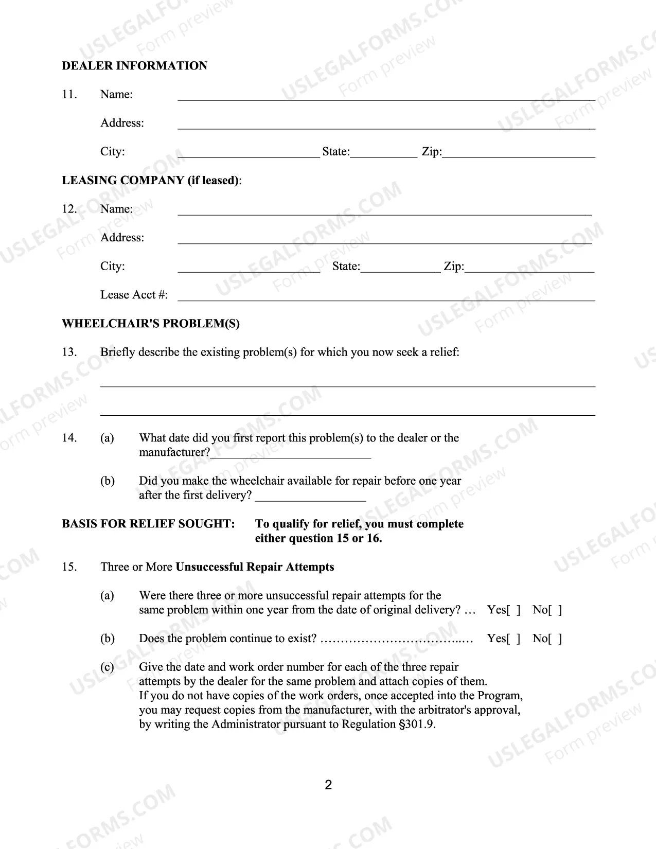 Preview Wheelchair Arbitration Form