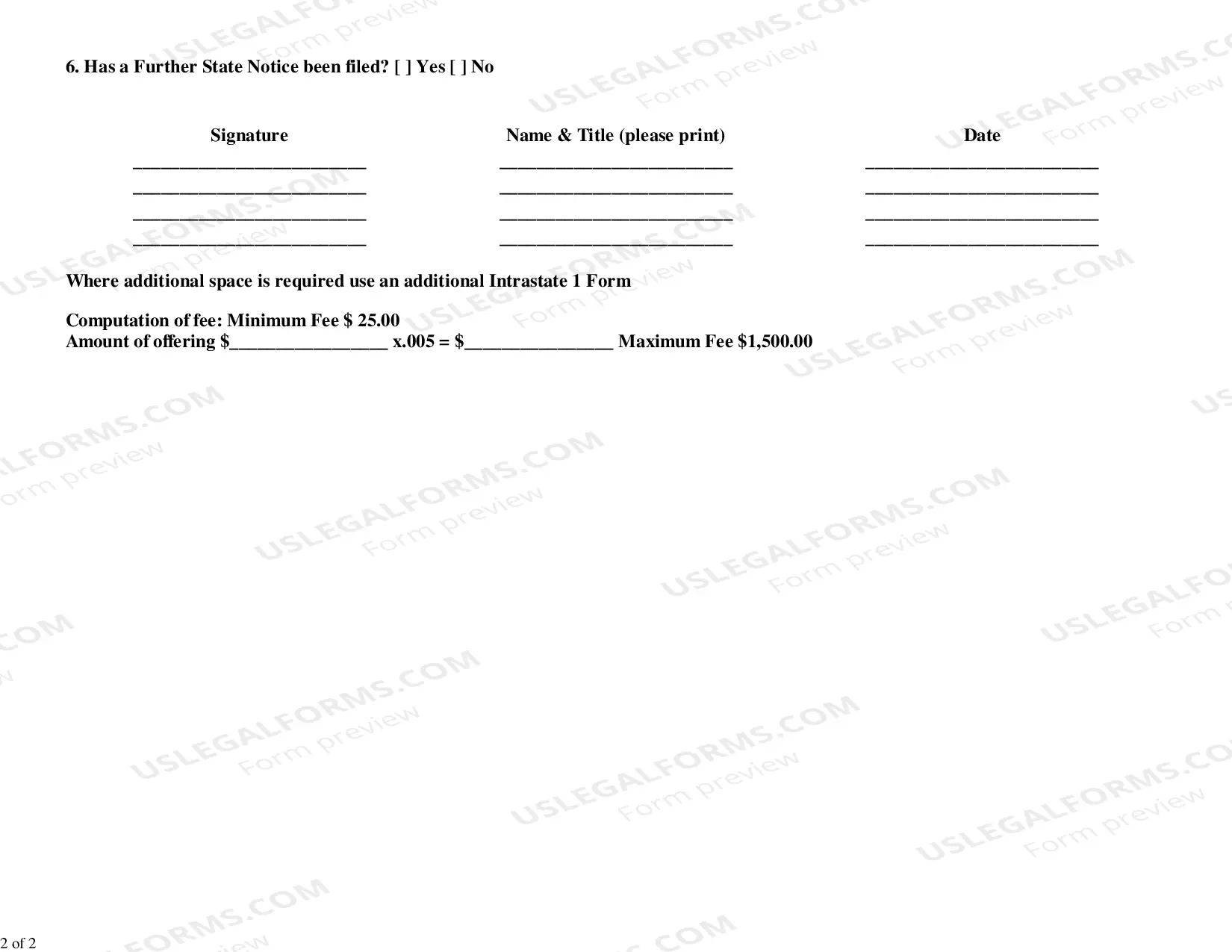 Preview Filing of Intrastate Prospectus