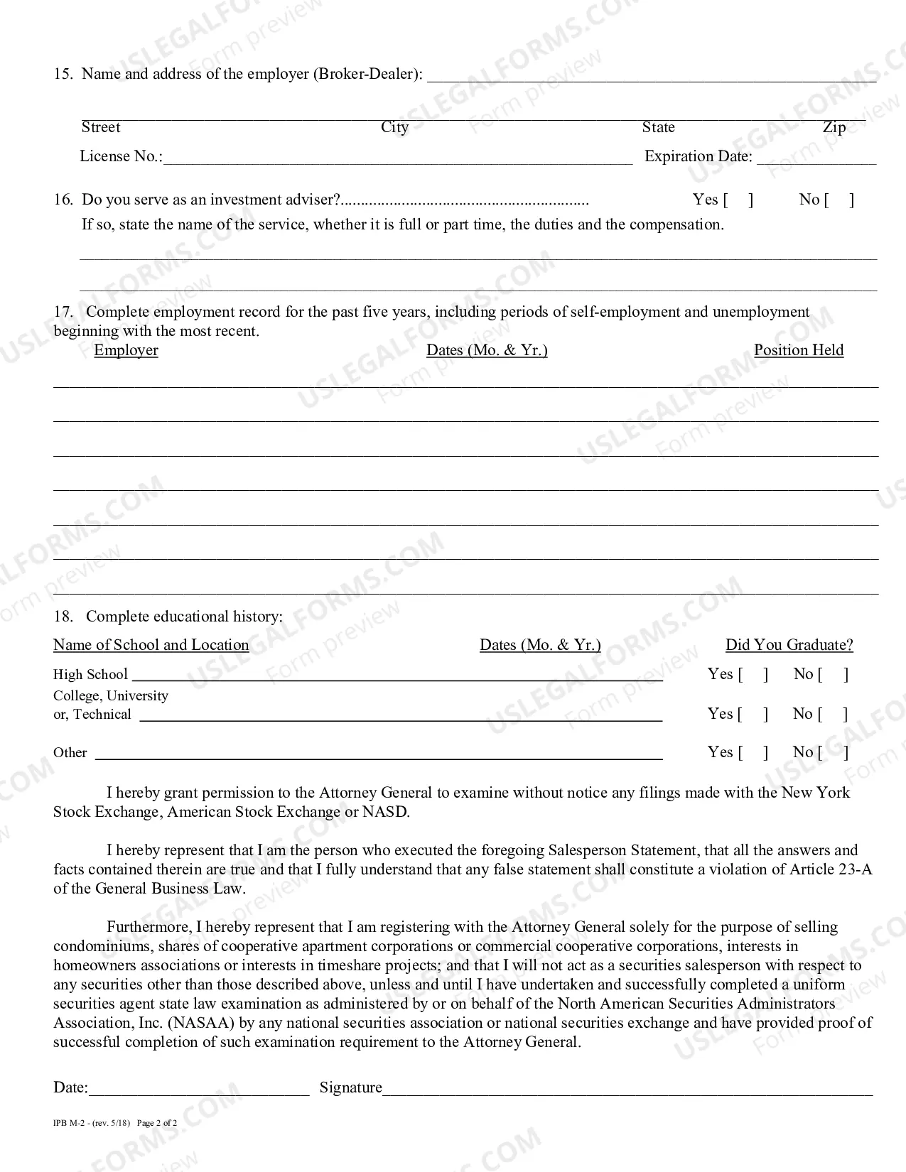 Preview M-2 Salesperson Statement (70.1KB PDF)