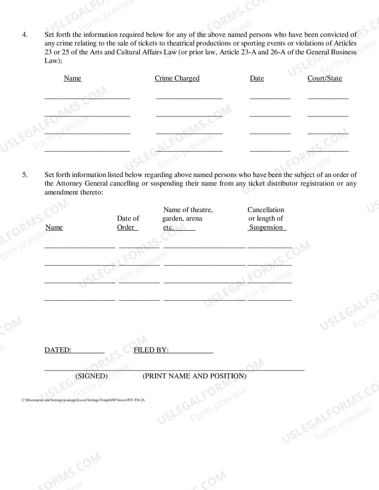Preview Amended Ticket Distributor Registration