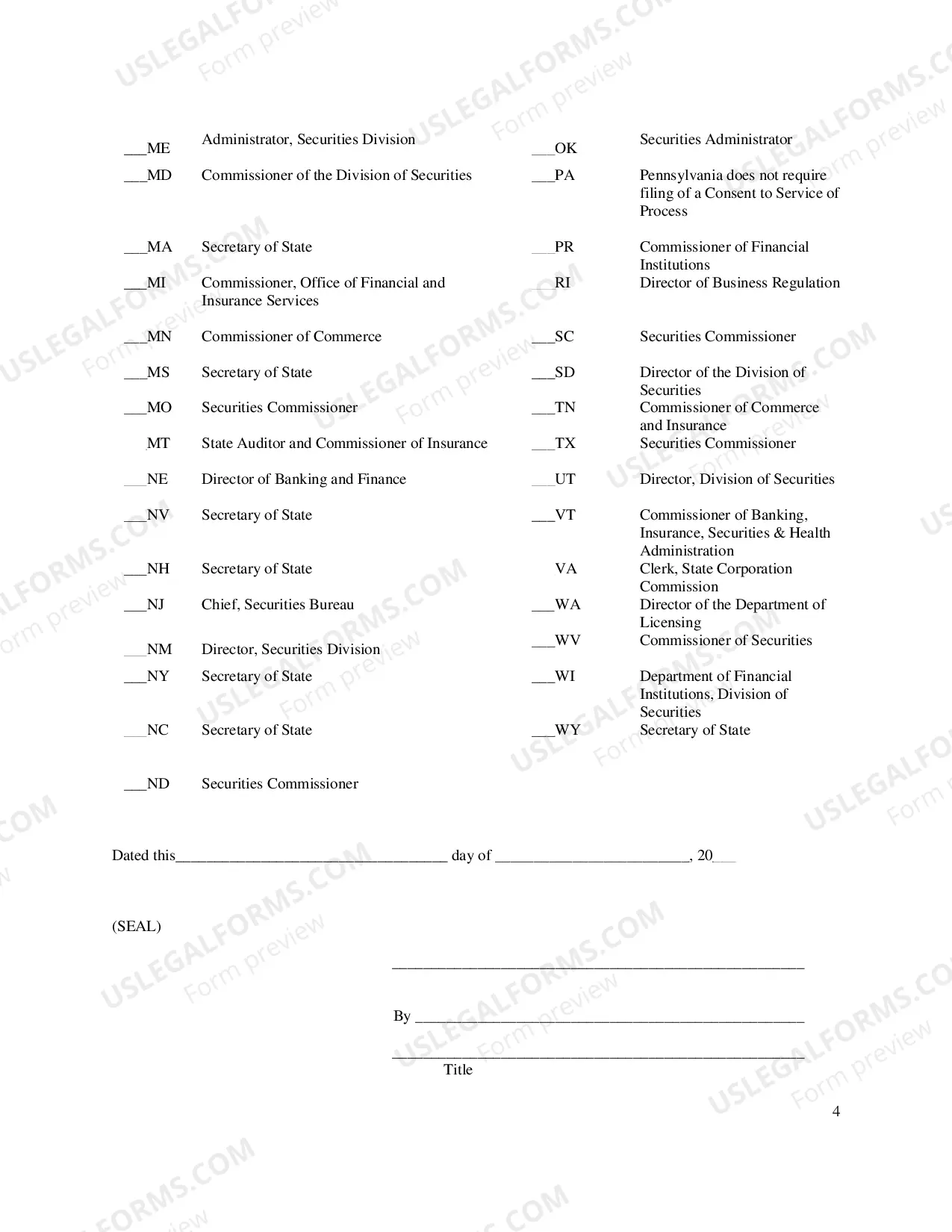 Preview Form U-2 Uniform Consent To Service of Process