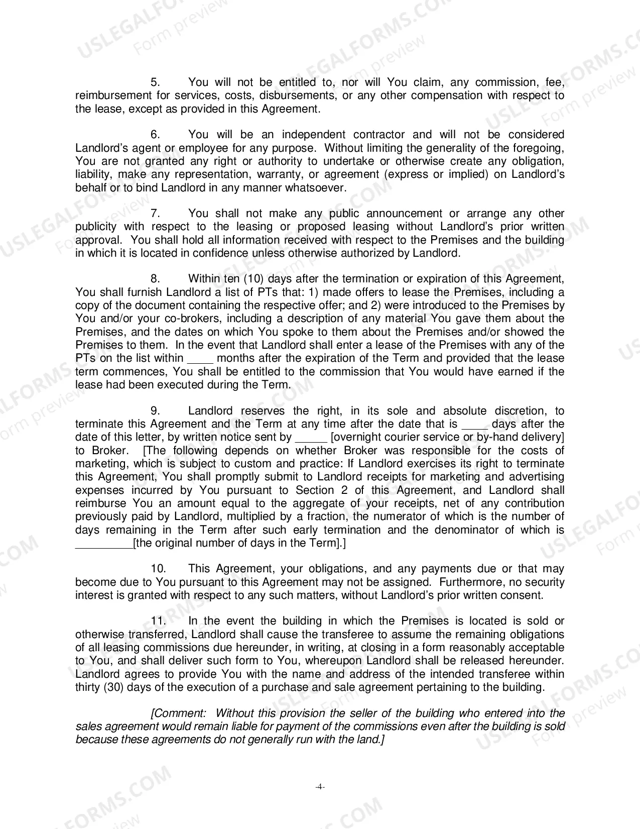 Preview Model Office Exclusive Brokerage Agreement
