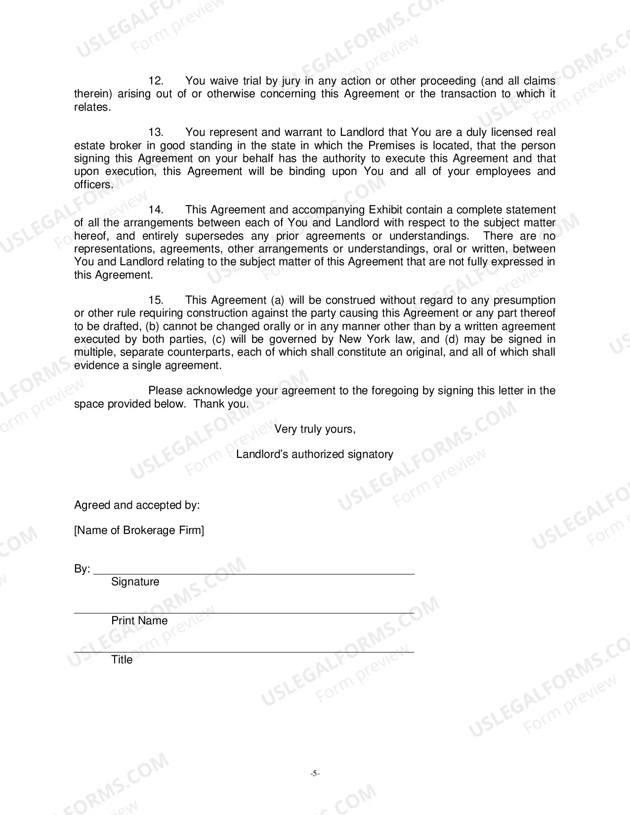 Preview Model Office Exclusive Brokerage Agreement