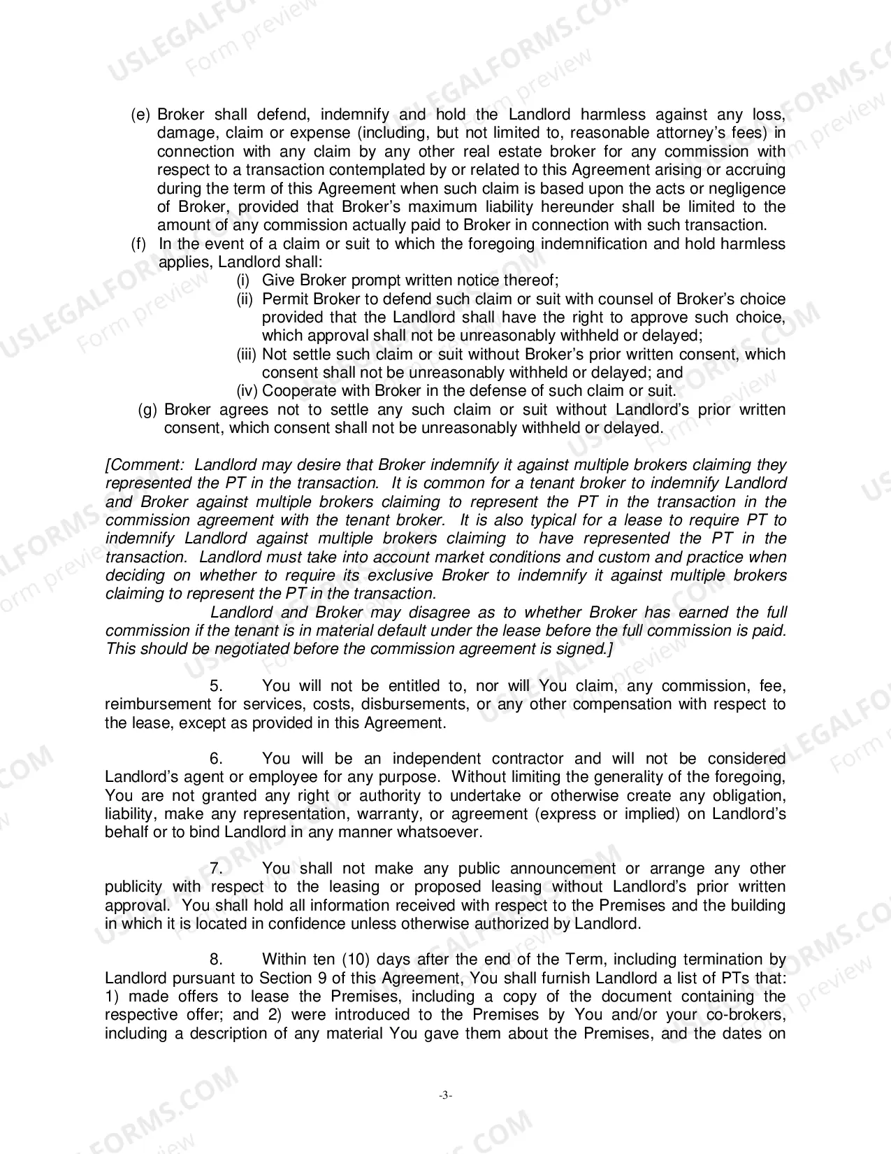 Preview Model Retail Exclusive Brokerage Agreement