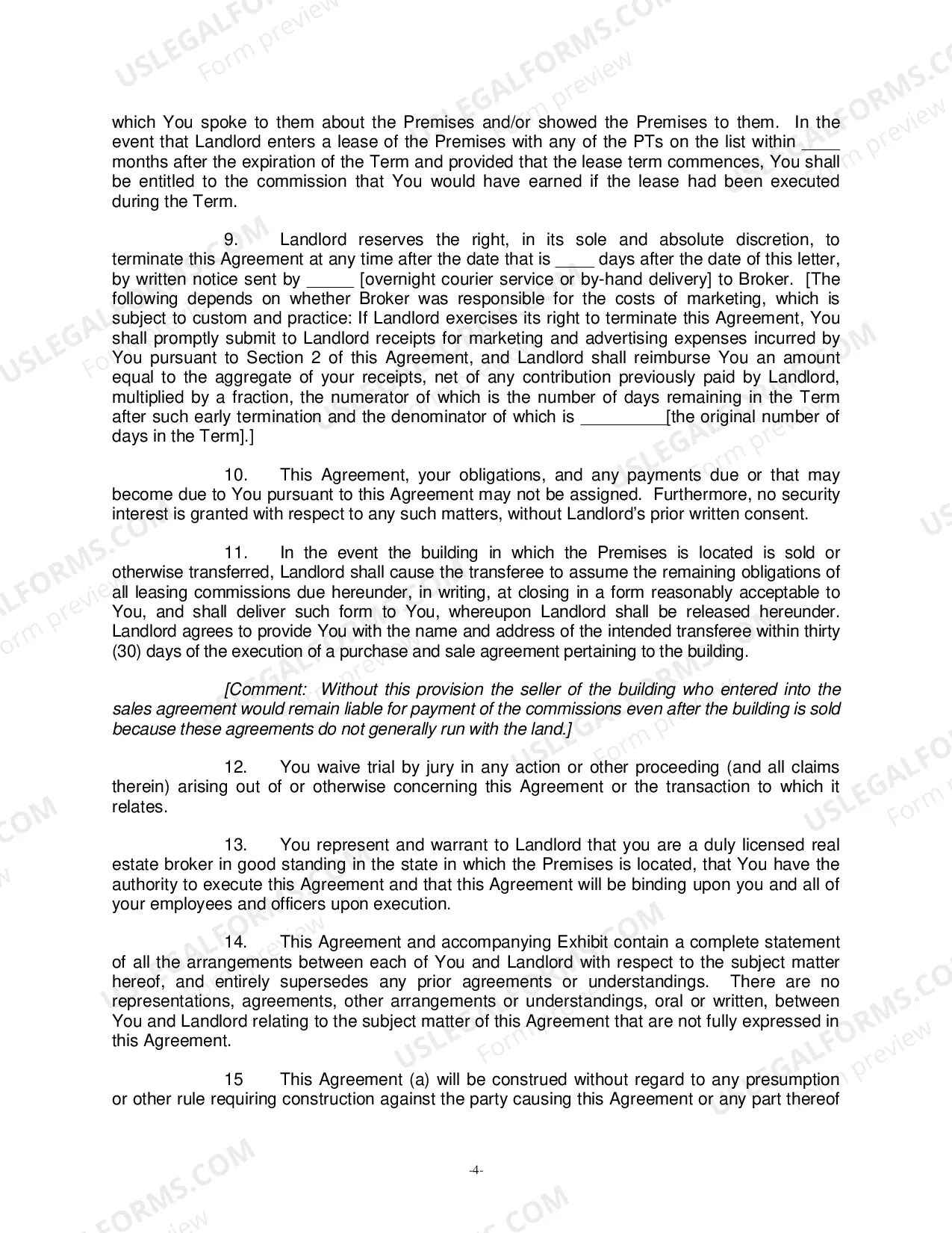 Preview Model Retail Exclusive Brokerage Agreement