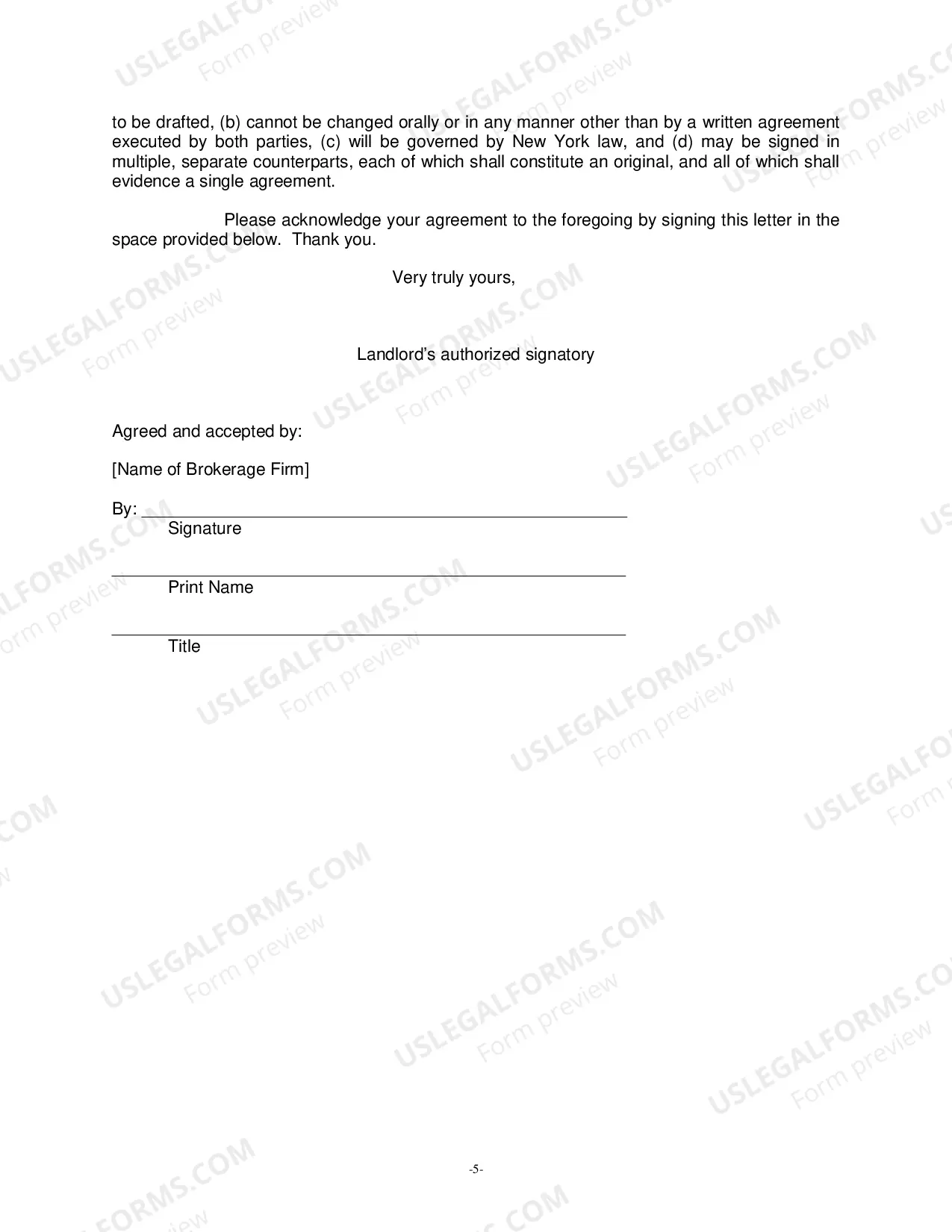Preview Model Retail Exclusive Brokerage Agreement