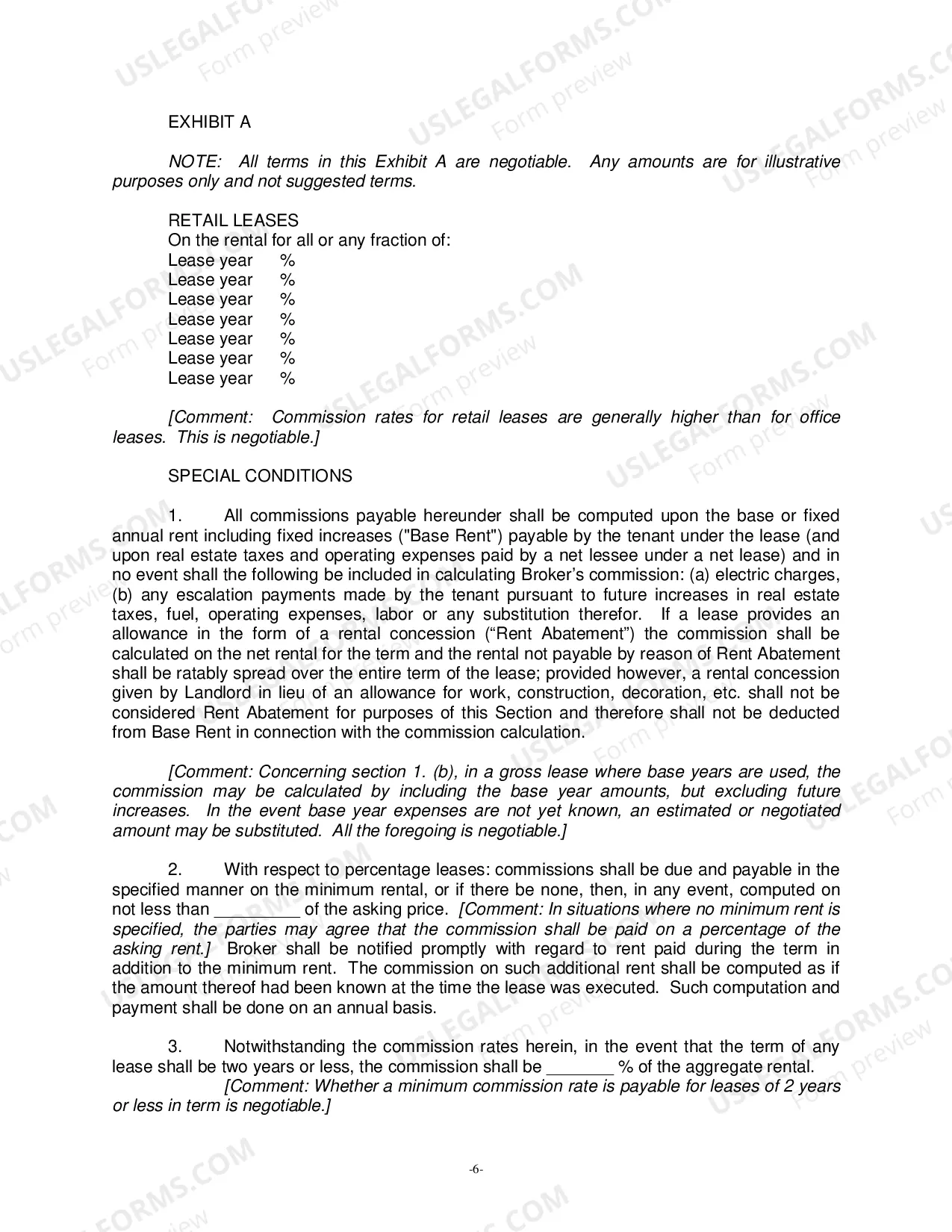 Preview Model Retail Exclusive Brokerage Agreement