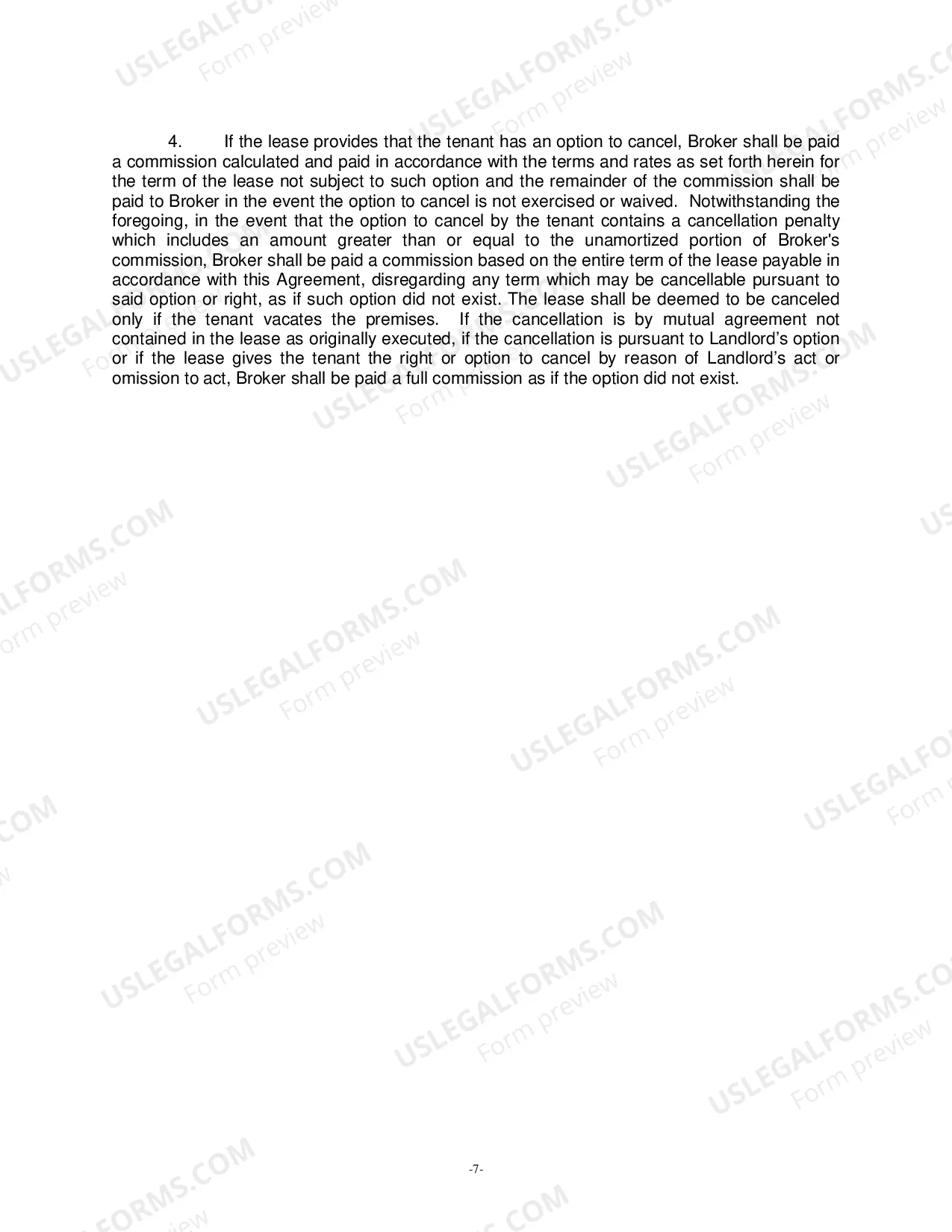 Preview Model Retail Exclusive Brokerage Agreement