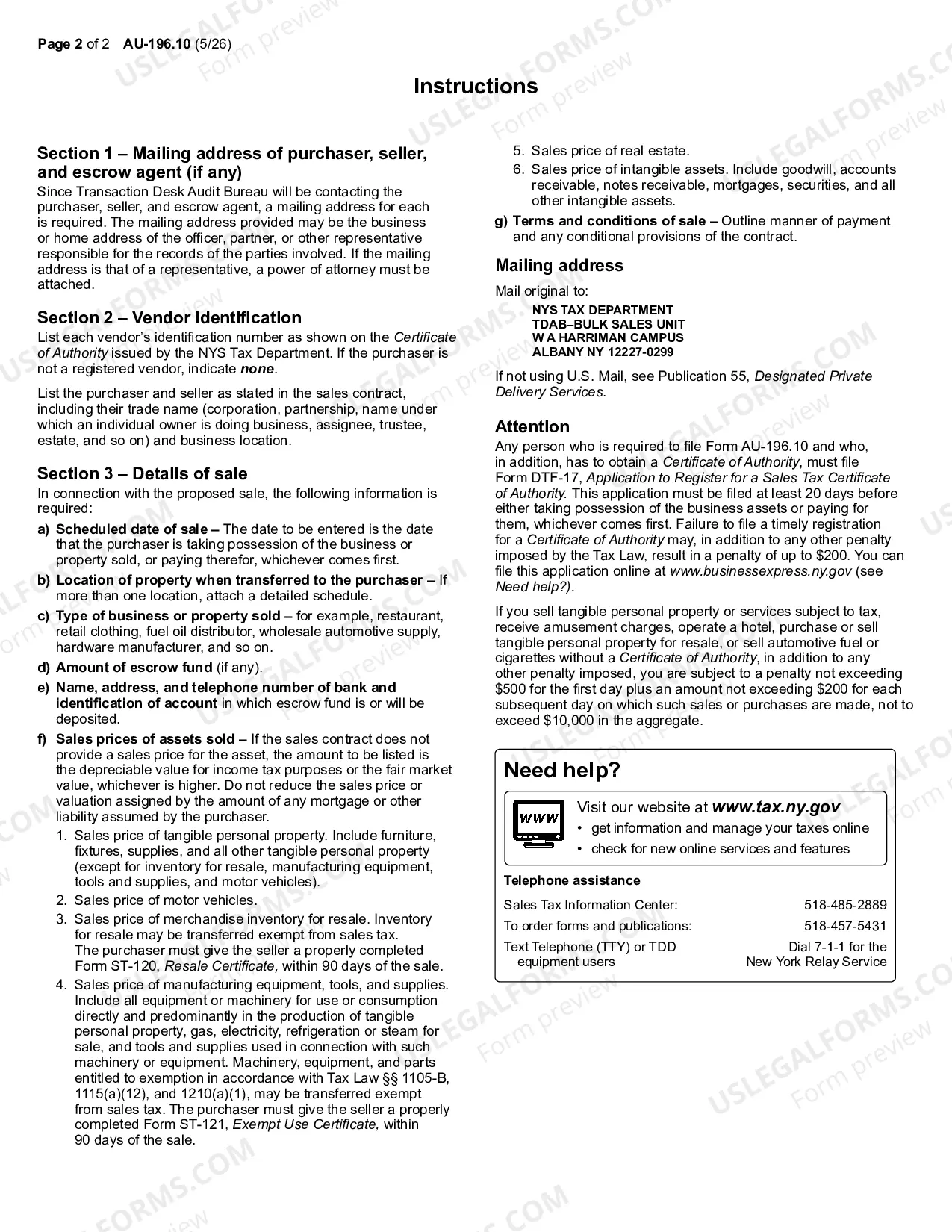 Preview Notification of Sale Transfer Or Assignment In Bulk