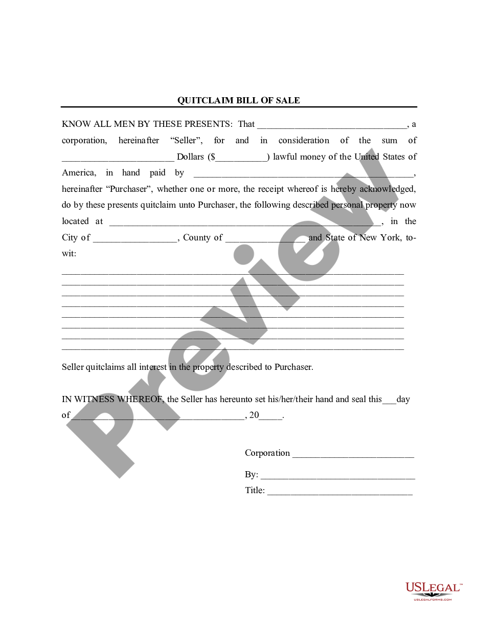 form Bill of Sale without Warranty by Corporate Seller preview