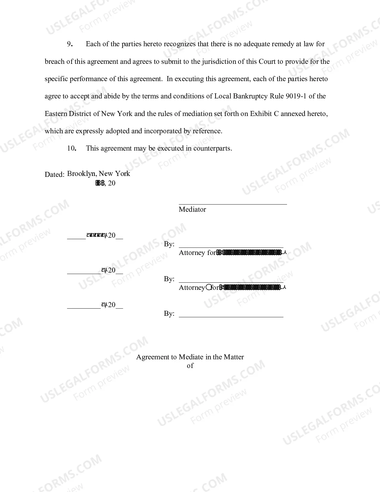 Preview Agreement To Mediate